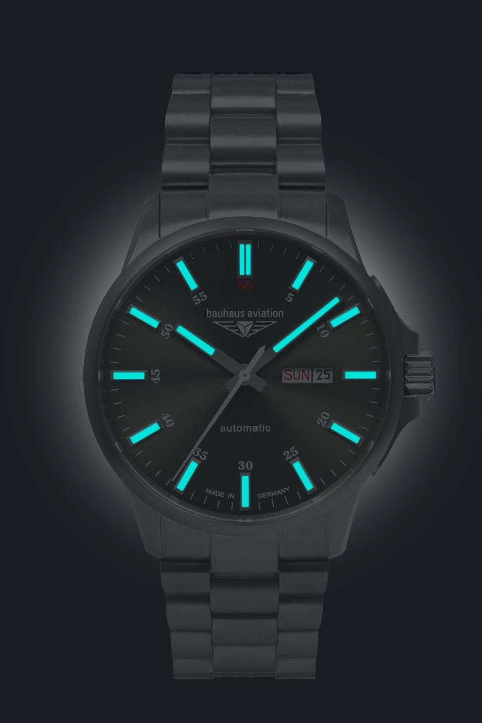 bauhaus Automatikuhr bauhaus aviation 2866M-4, Armbanduhr, Herrenuhr, Titan, Datum, Saphirglas, Made in Germany