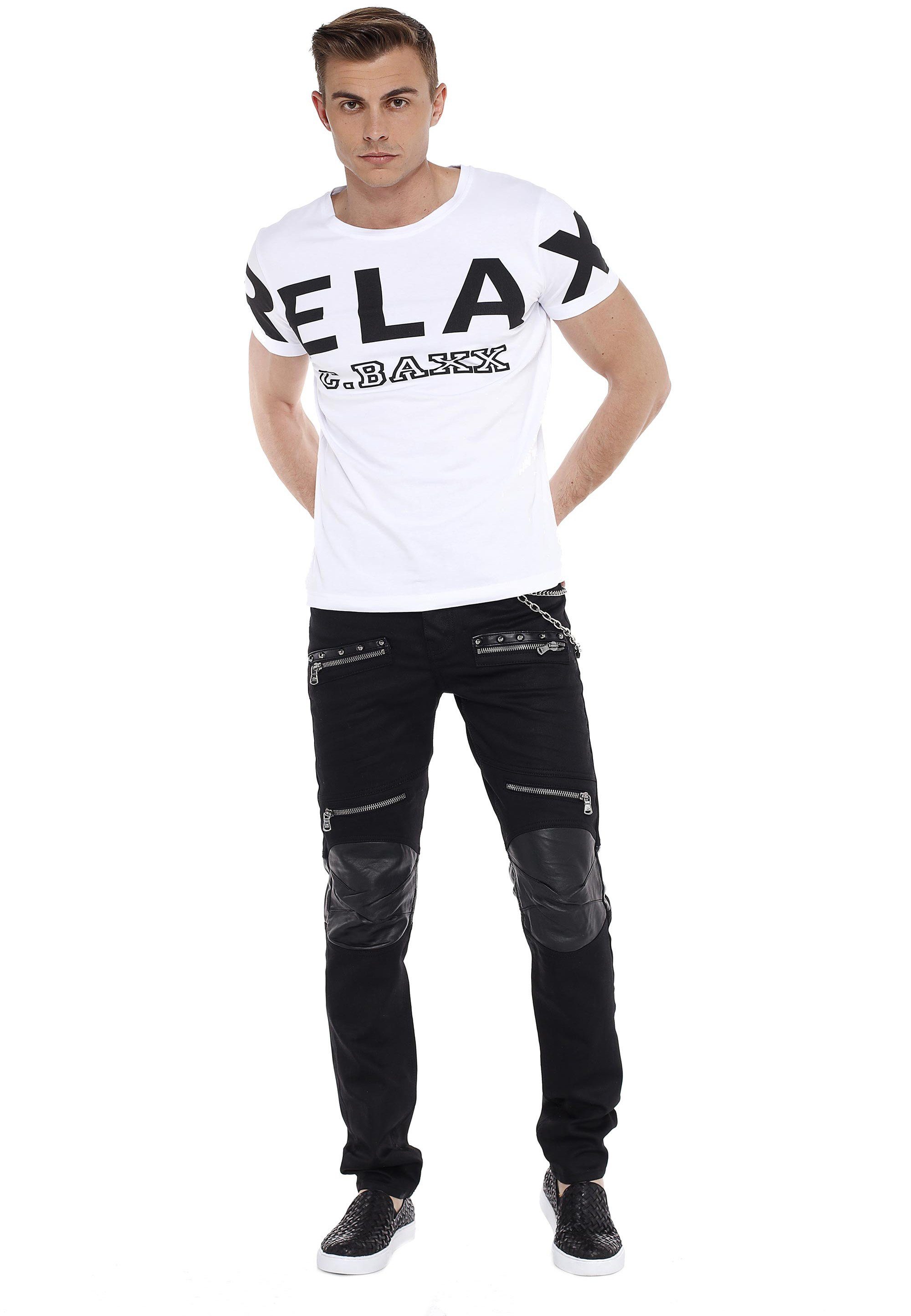 Cipo Slim-fit-Jeans Einsatz Leder & Baxx mit