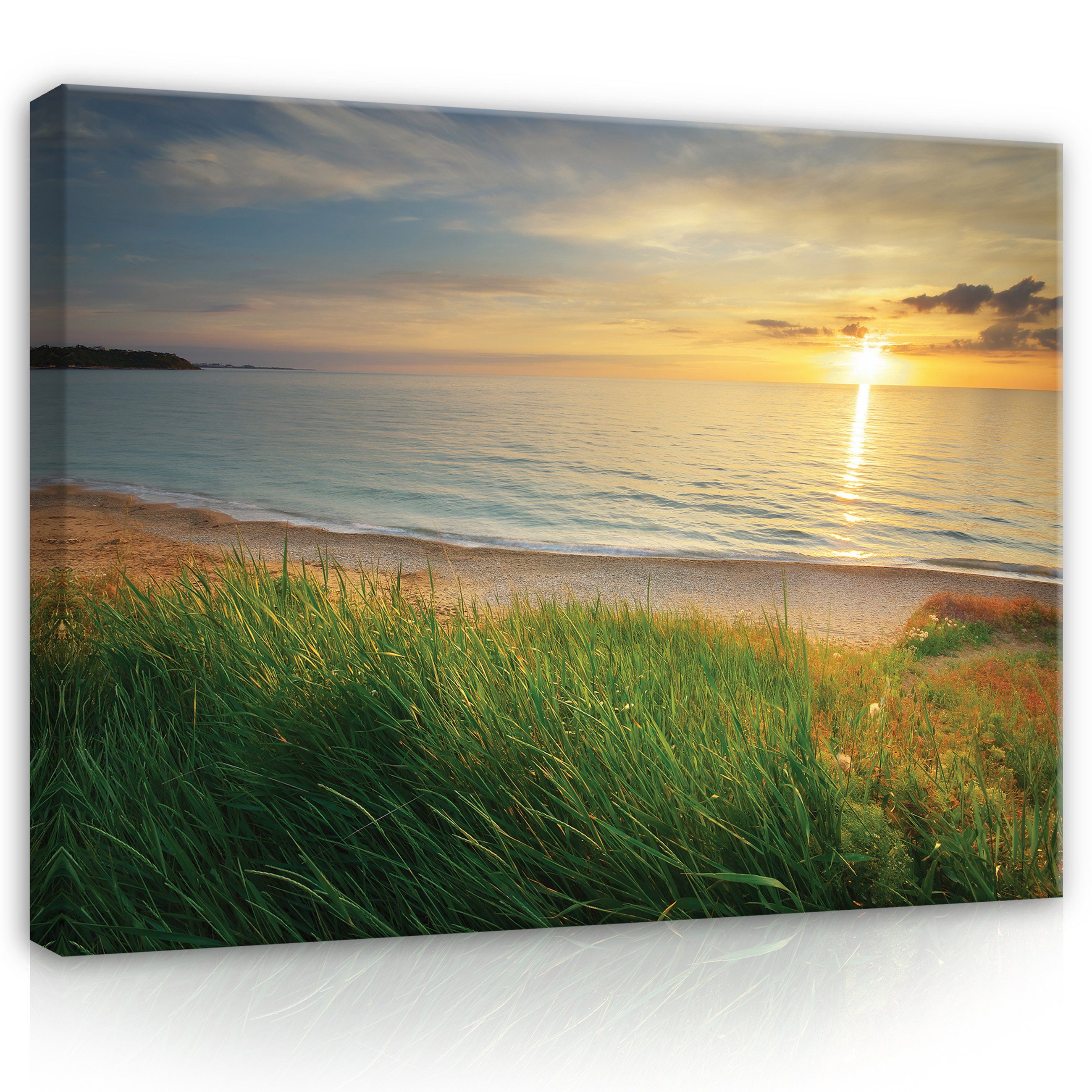 Wallarena Leinwandbild Meer Strand Landschaft Natur Kunst Wandbild XXL Leinwandbilder Modern, Strand (Einteilig), Aufhängefertig