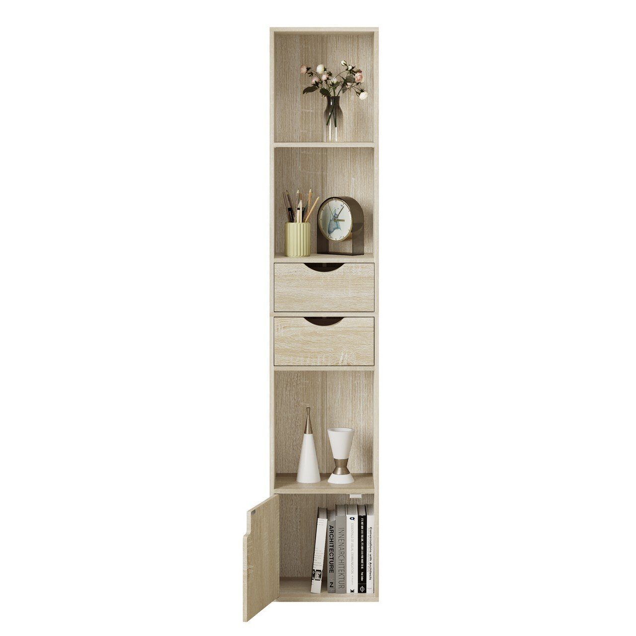 Woltu Bücherregal, 1-tlg., mit Schubladen, Regal mit Tür, 30x158x24 cm günstig online kaufen