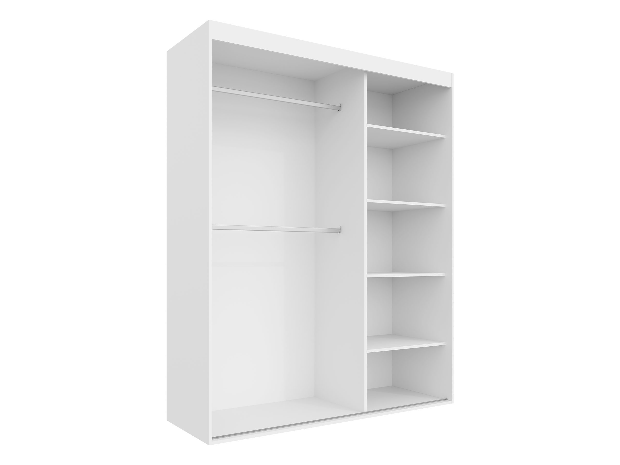 MIRJAN24 Kleiderschrank Mat 160 V (mit zwei Schiebetüren) zwei Kleiderstangen, Frontspiegel