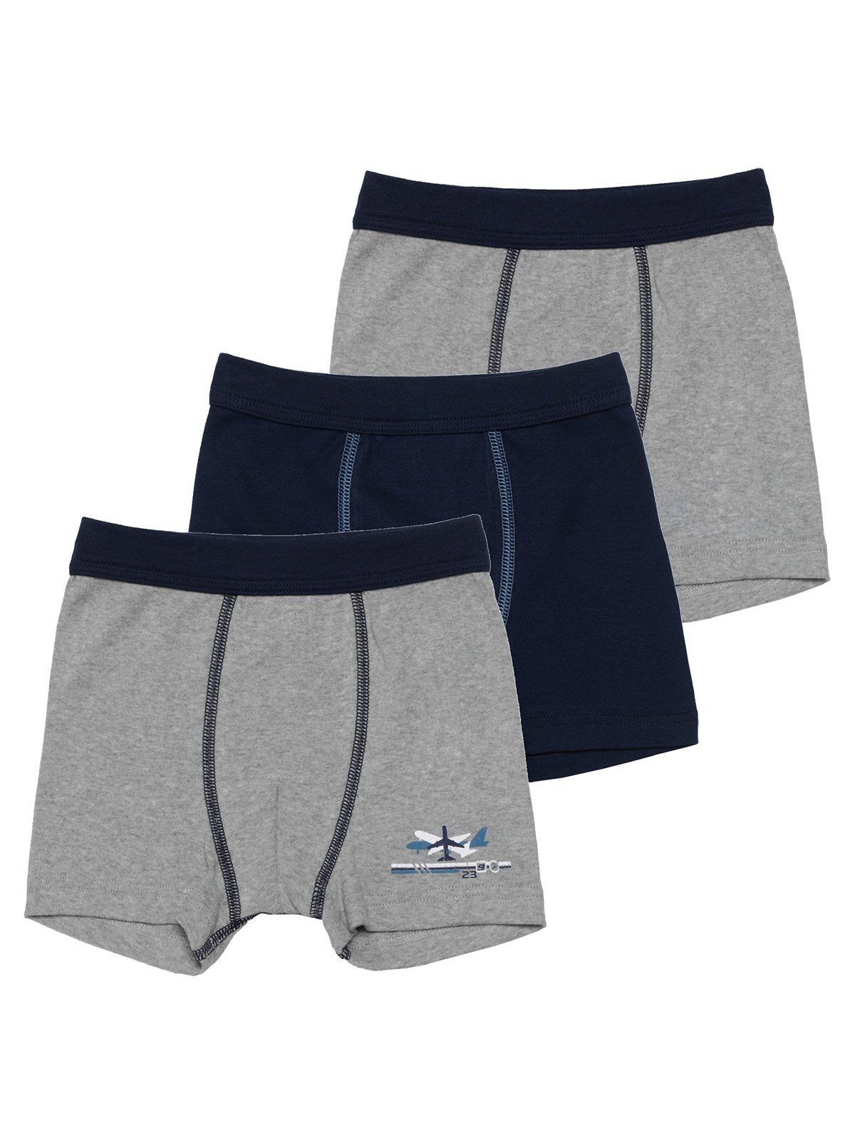 3er Kids (Packung, Boxershorts Pack hohe Shorts for Feinripp steingrau-melange Markenqualität Sweety 3-St) Knaben