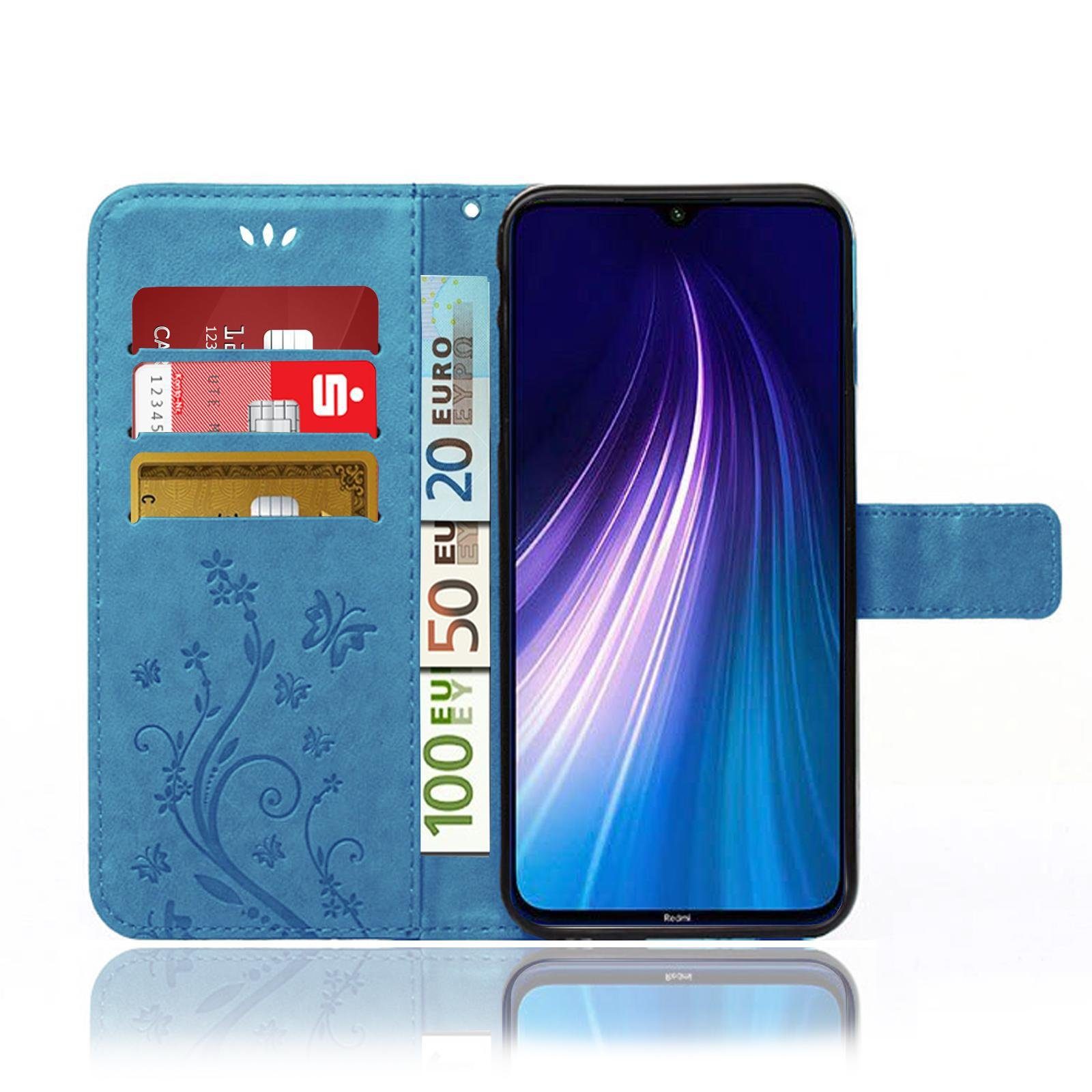 Numerva Handyhülle Bookstyle Flower für Xiaomi Redmi Note 8T, Handy Tasche Schutzhülle Klapphülle Flip Cover mit Blumenmuster