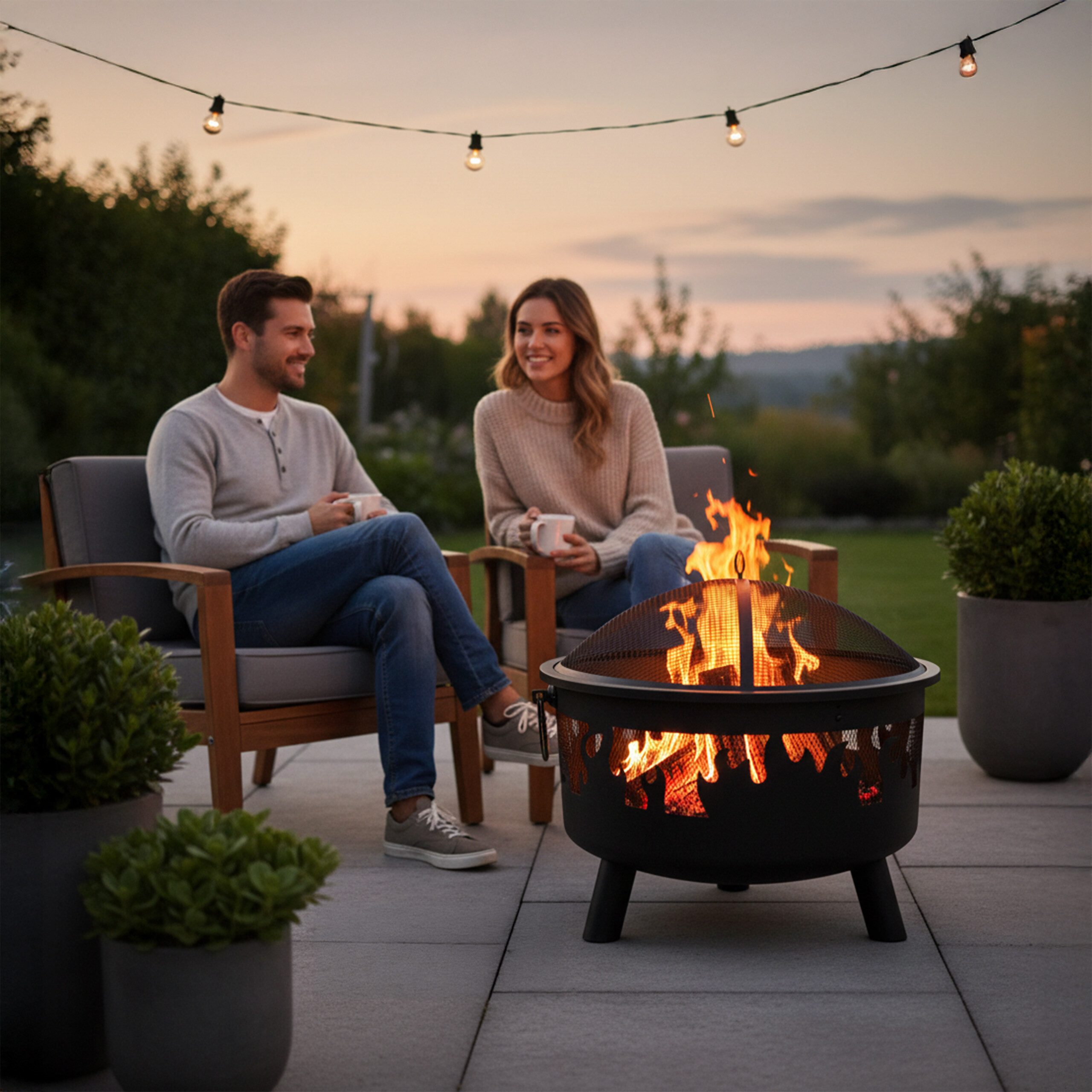 relaxdays Feuerschale mit Flammenmotiv