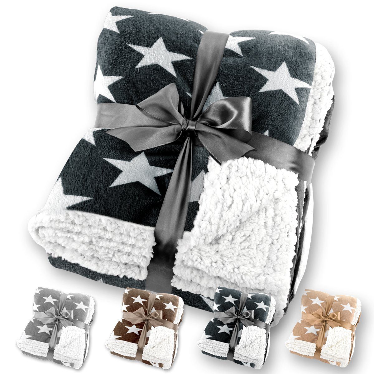 Wohndecke Sternendecke Kuscheldecke in Lammfell-Optik verschiedene Größen, günstig online kaufen