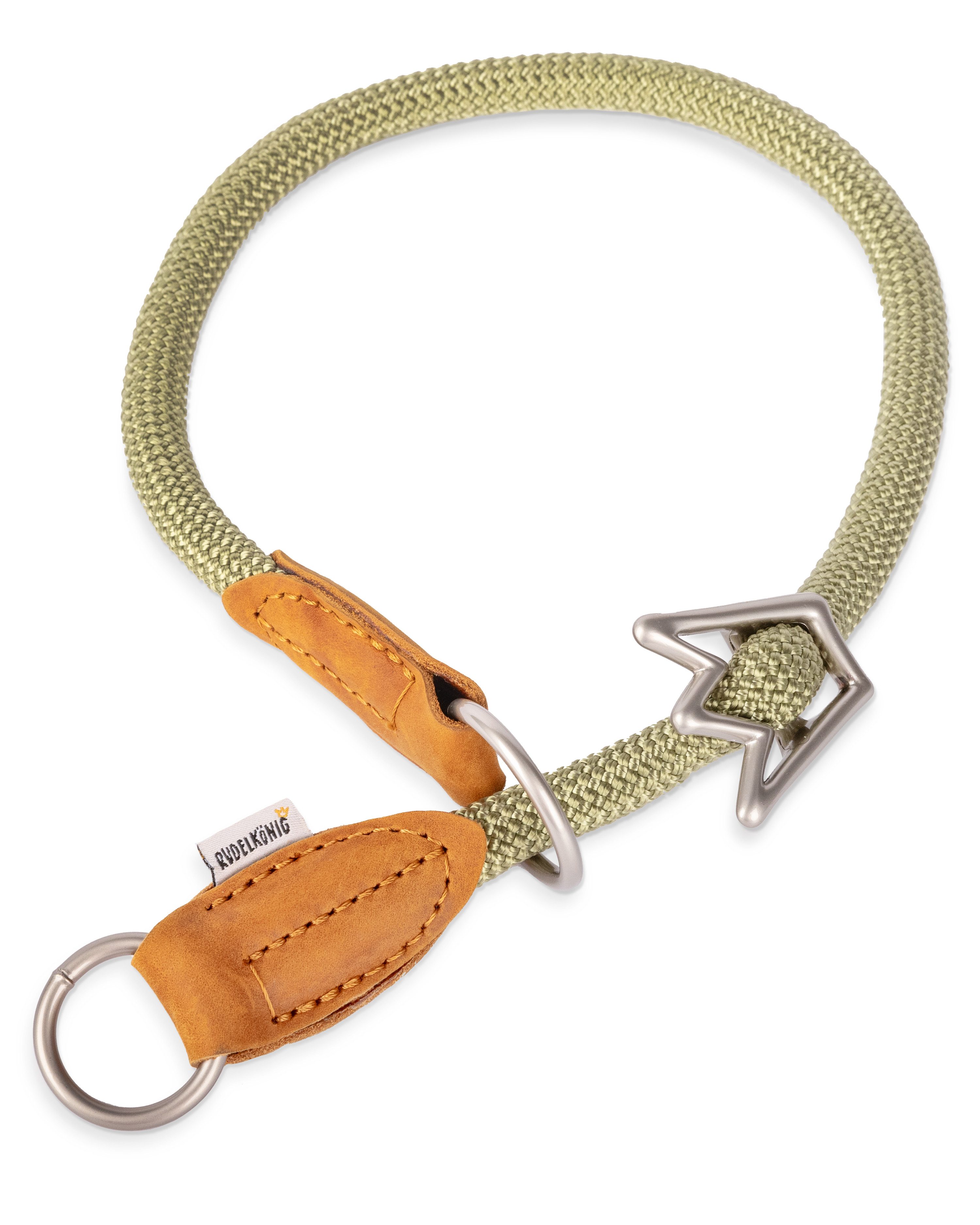 Rudelkönig Hunde-Halsband Zugstopp Halsband Hund Emma, Robustes Hundehalsband, Echtleder, Nylon, Elegantes Tau Halsband