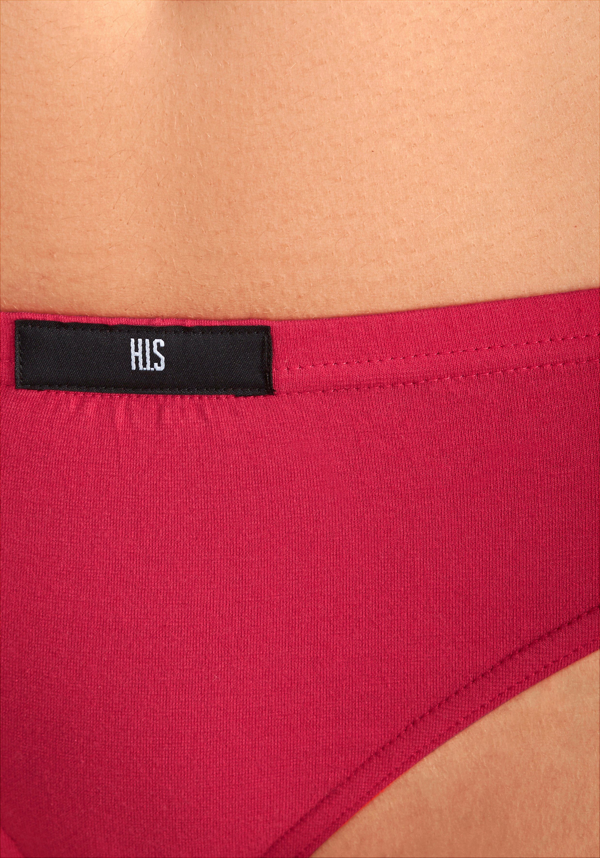 H.I.S String (Packung, 10-St) elastischer grau-meliert rot, Baumwoll-Qualität khaki, aus marine, blau