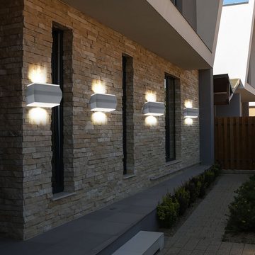 etc-shop Außen-Wandleuchte, LED-Leuchtmittel fest verbaut, Warmweiß, 2er Wandlampe Wandleuchte Außenlampe Hauswandleuchte Wetterfest LED