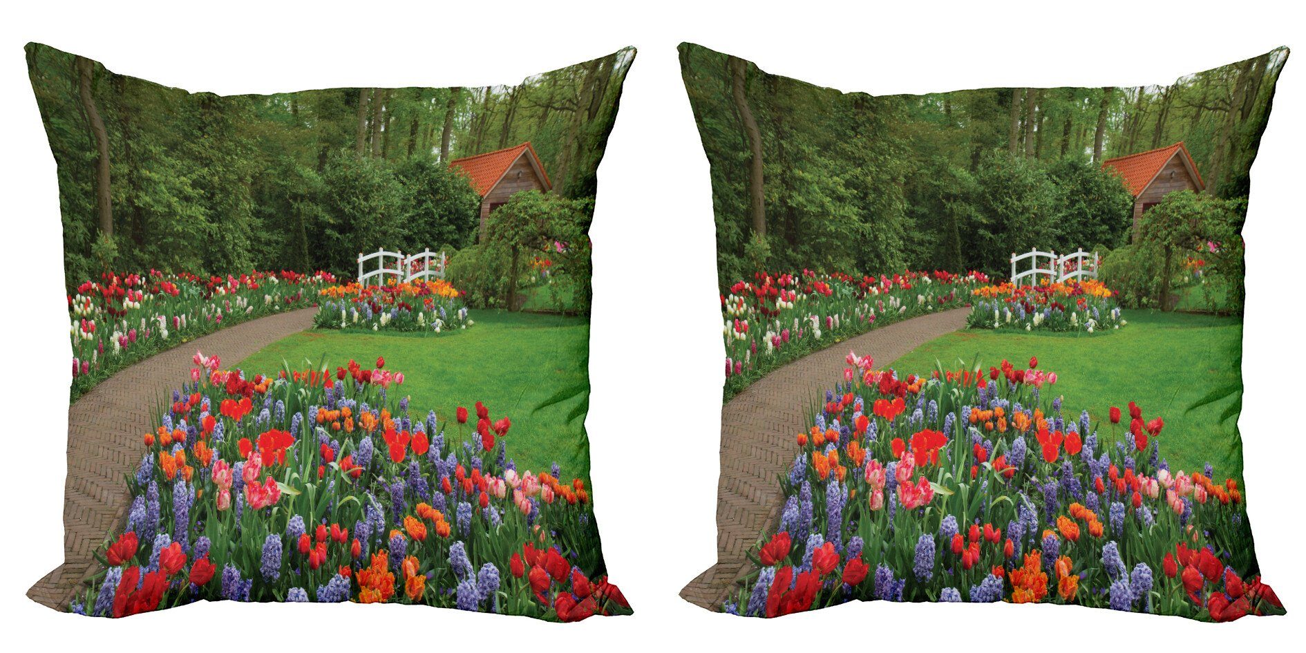Kissenbezüge Modern Accent Doppelseitiger Digitaldruck, Abakuhaus (2 Stück), Blumen Spring Garden Wald
