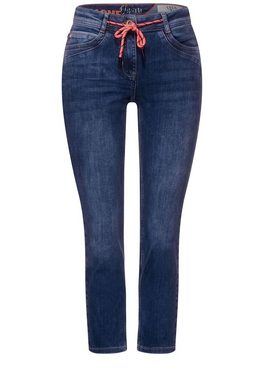 Cecil 7/8-Jeans Cecil Loose Fit Jeans in Mid Blue Used Wash (1-tlg) Tunnelzugbändchen