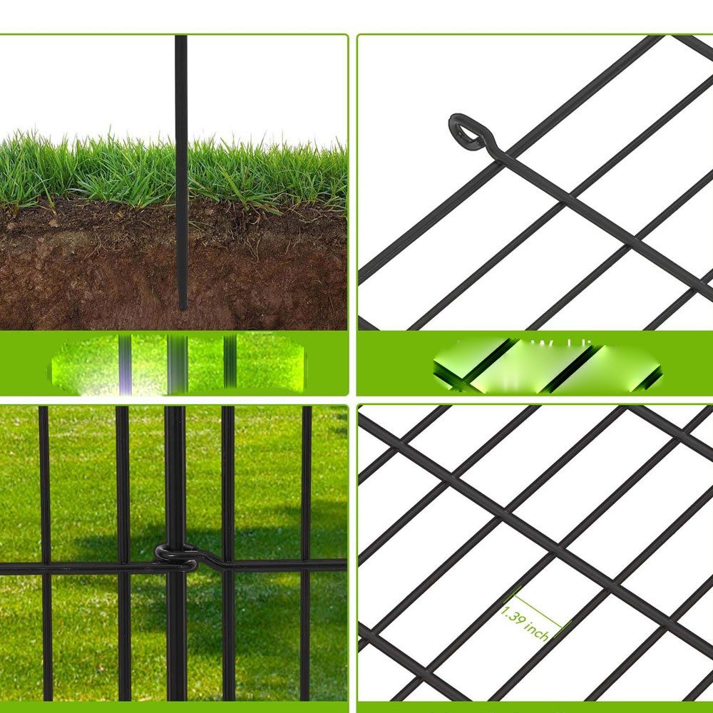 GarveeMore Metallzaun Garten Zaun10 Panels Kein Graben für Garten im Freien Patio