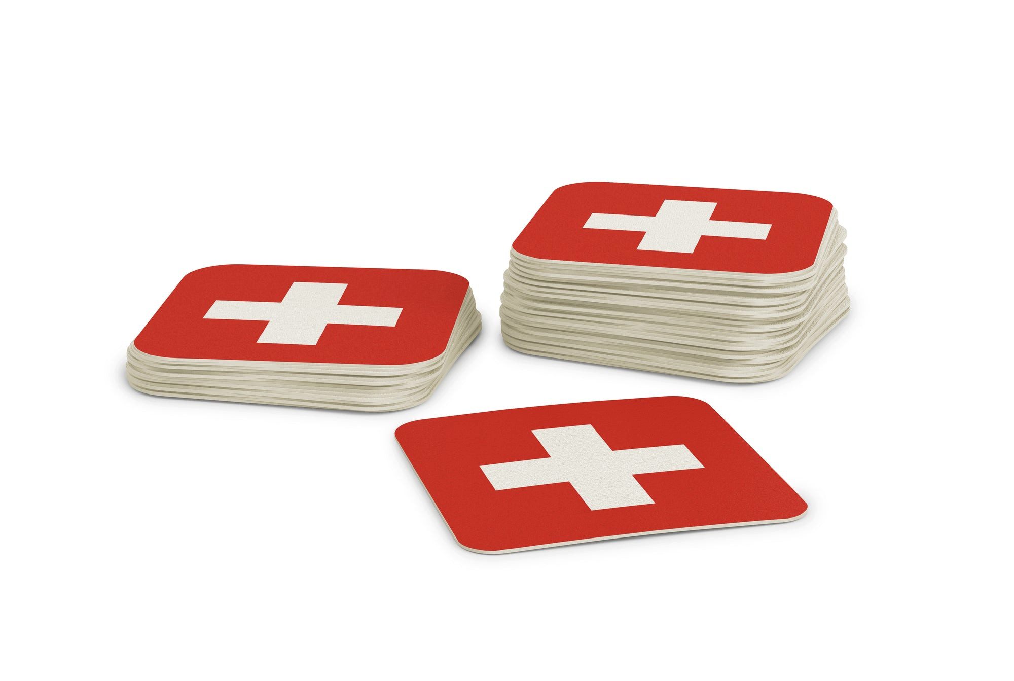 FLYERALARM Bierdeckel Untersetzer für Gläser I Schweiz I 50 Stück I WM Tischdeko, Fußball Deko Public Viewing Länder, Football Handball EM WM