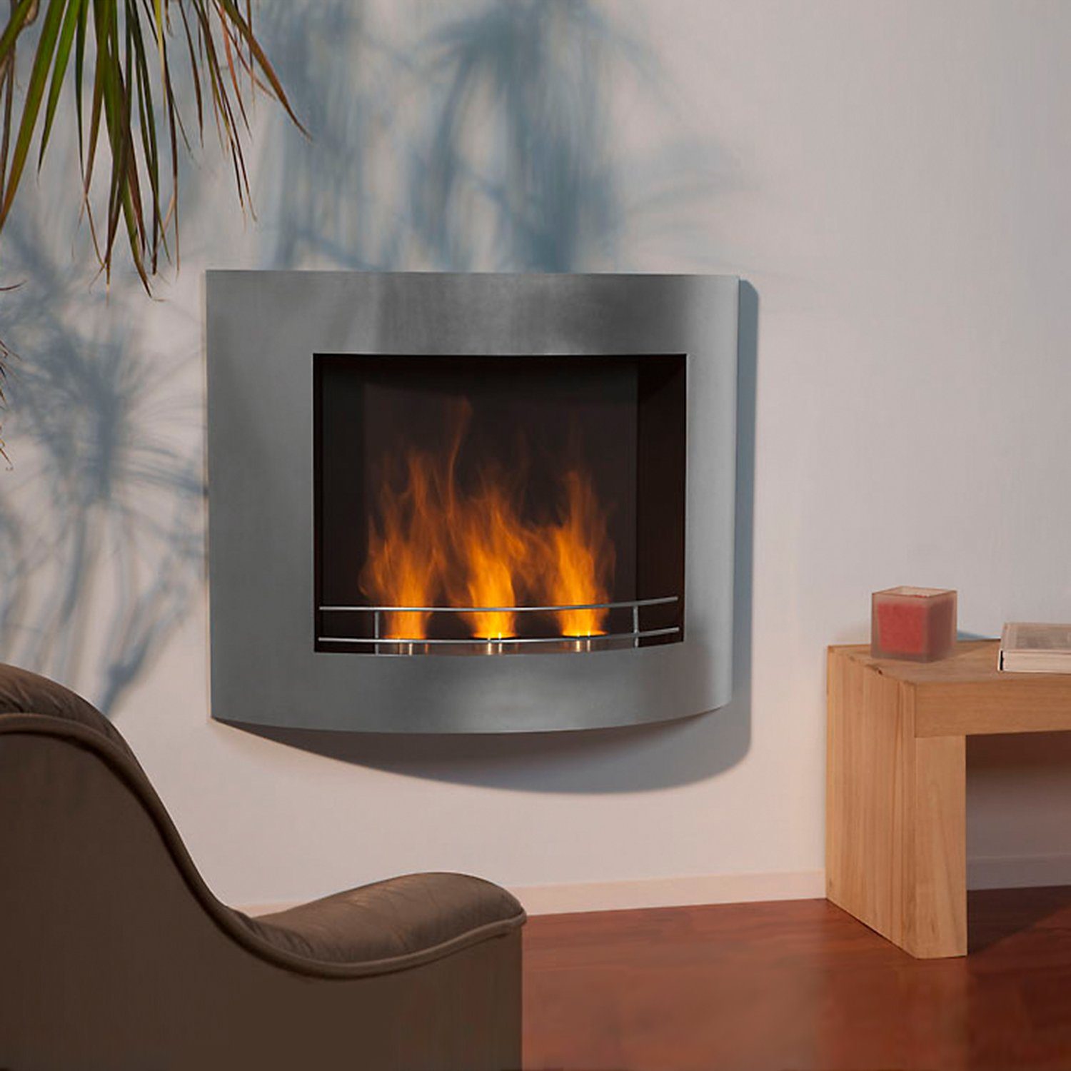 Moritz Dekokamin Bioethanol Kamin Wandkamin 84cm x 67cm x 26,5cm, Ethanolbrenner Glasfeuer Terrassenfeuer Kamin – Bild 2 von 5