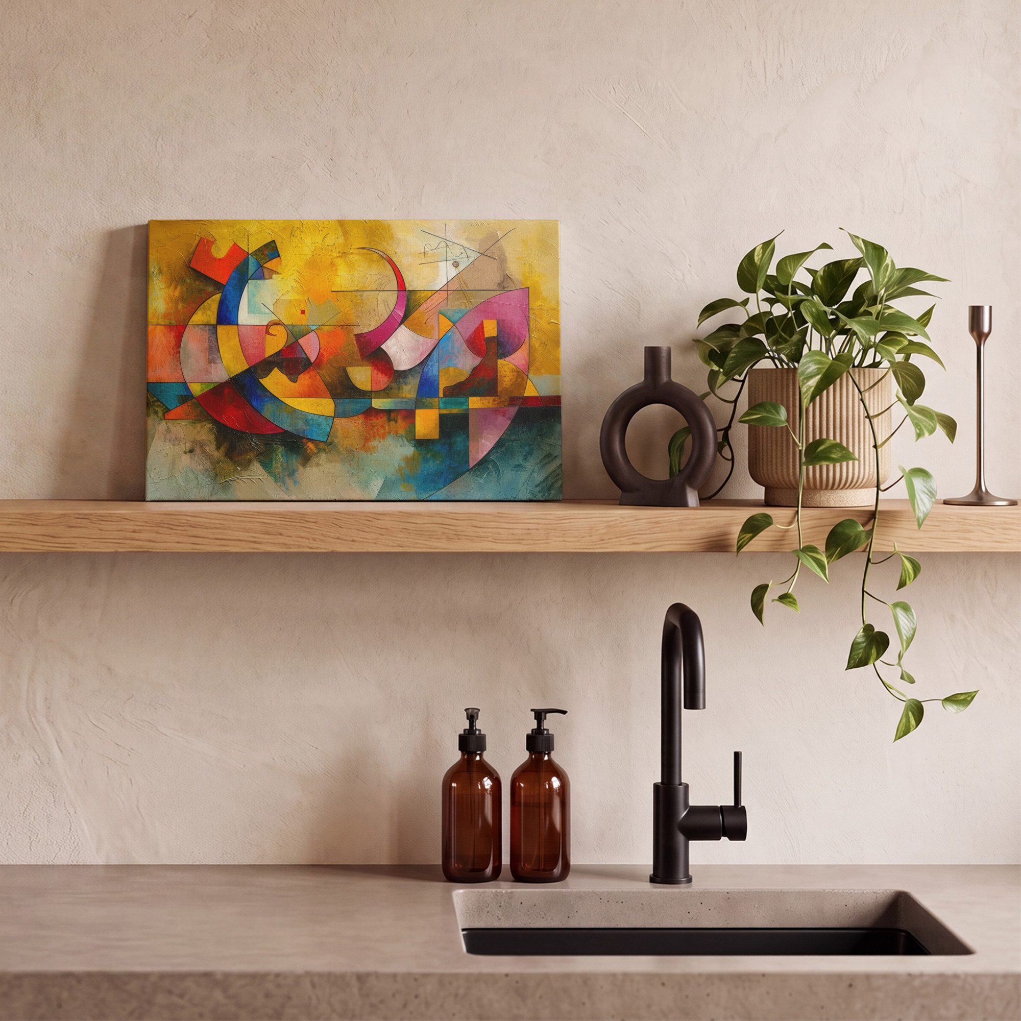 OneMillionCanvasses® Leinwandbild Kunst - Abstrakt - Ästhetisch - Farbenfroh - Kunst, Fotodruck (1 St), Leinwand Bilder Klein, Wand Dekoration Aesthetic 30x20 c – Bild 5 von 5
