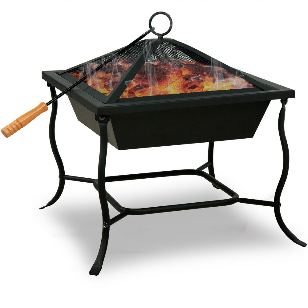 Gardebruk Feuerschale, Feuerkorb Garten mit Funkenschutz Schürhaken Outdoor Grill