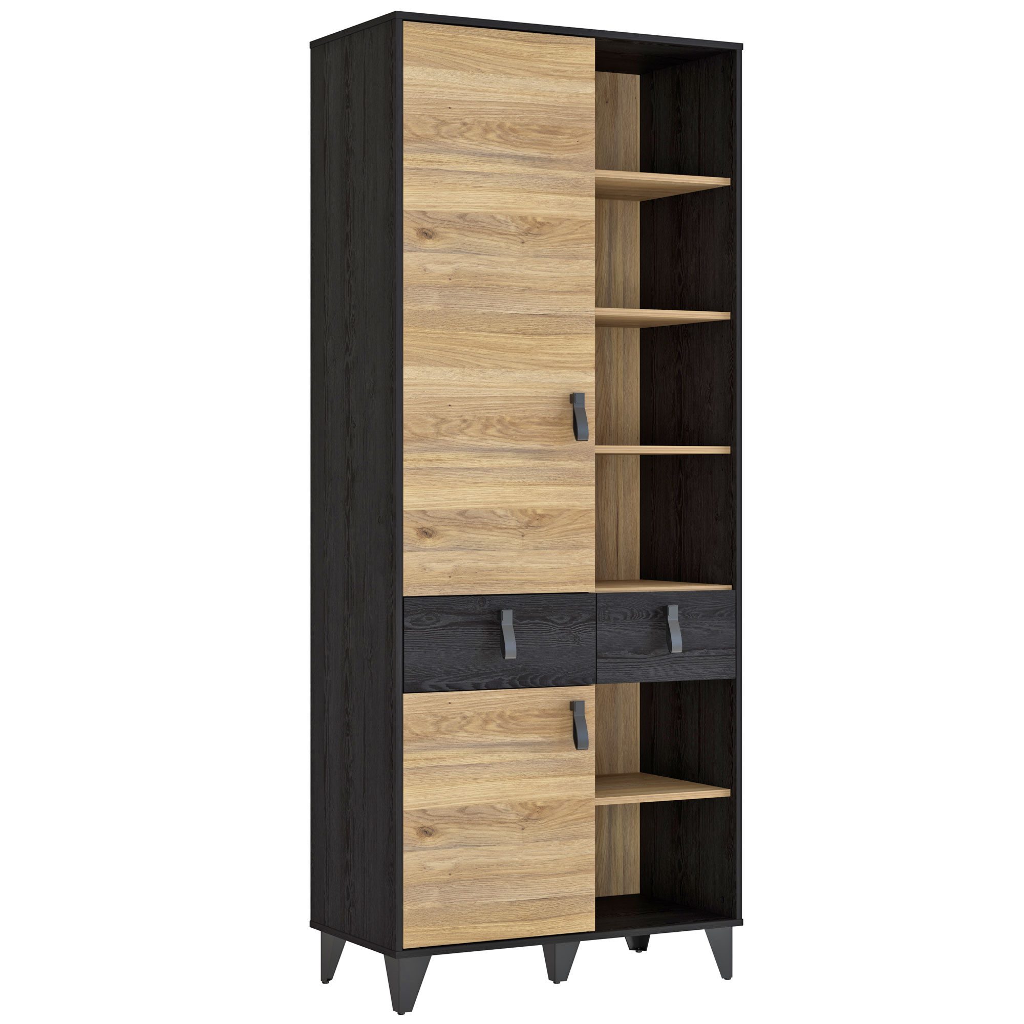 expendio Standregal Lyrill 7, Mauvella Oak / Cabezone Oak, 83x201x42 cm