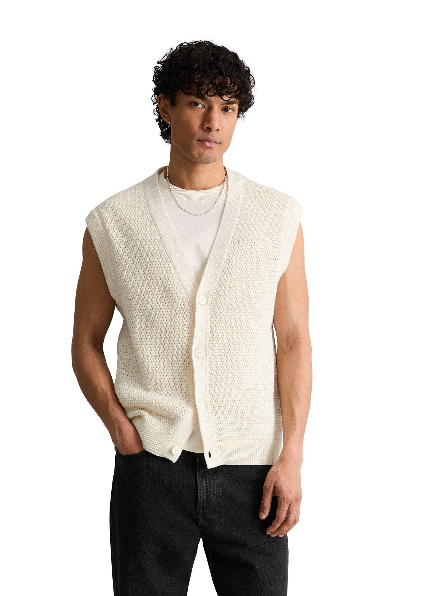 Marc O'Polo DENIM Cardigan mit luftiger Lochstruktur