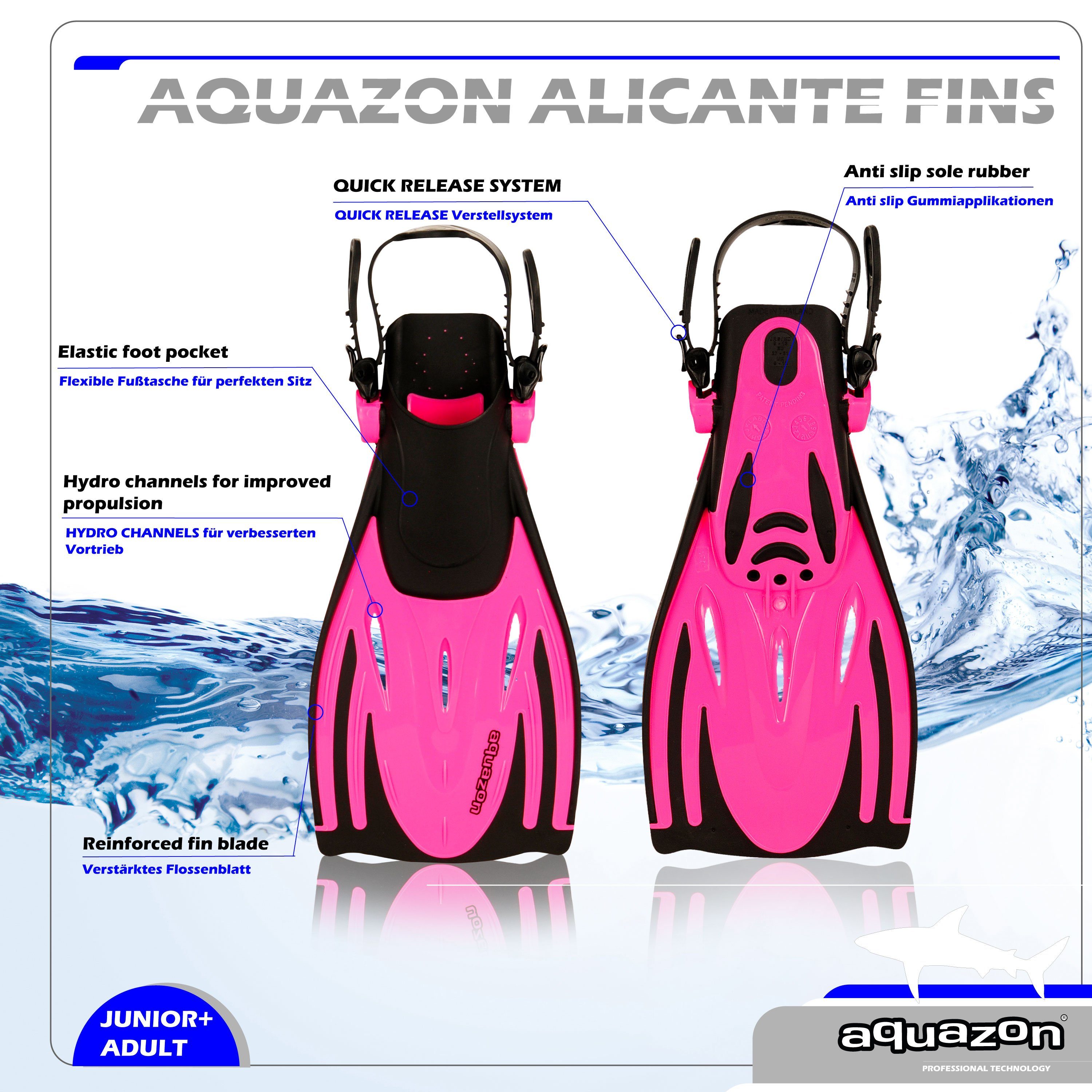 Taucherflossen Schnorchelflossen, ALICANTE Schwimmflossen, AQUAZON Flosse pink