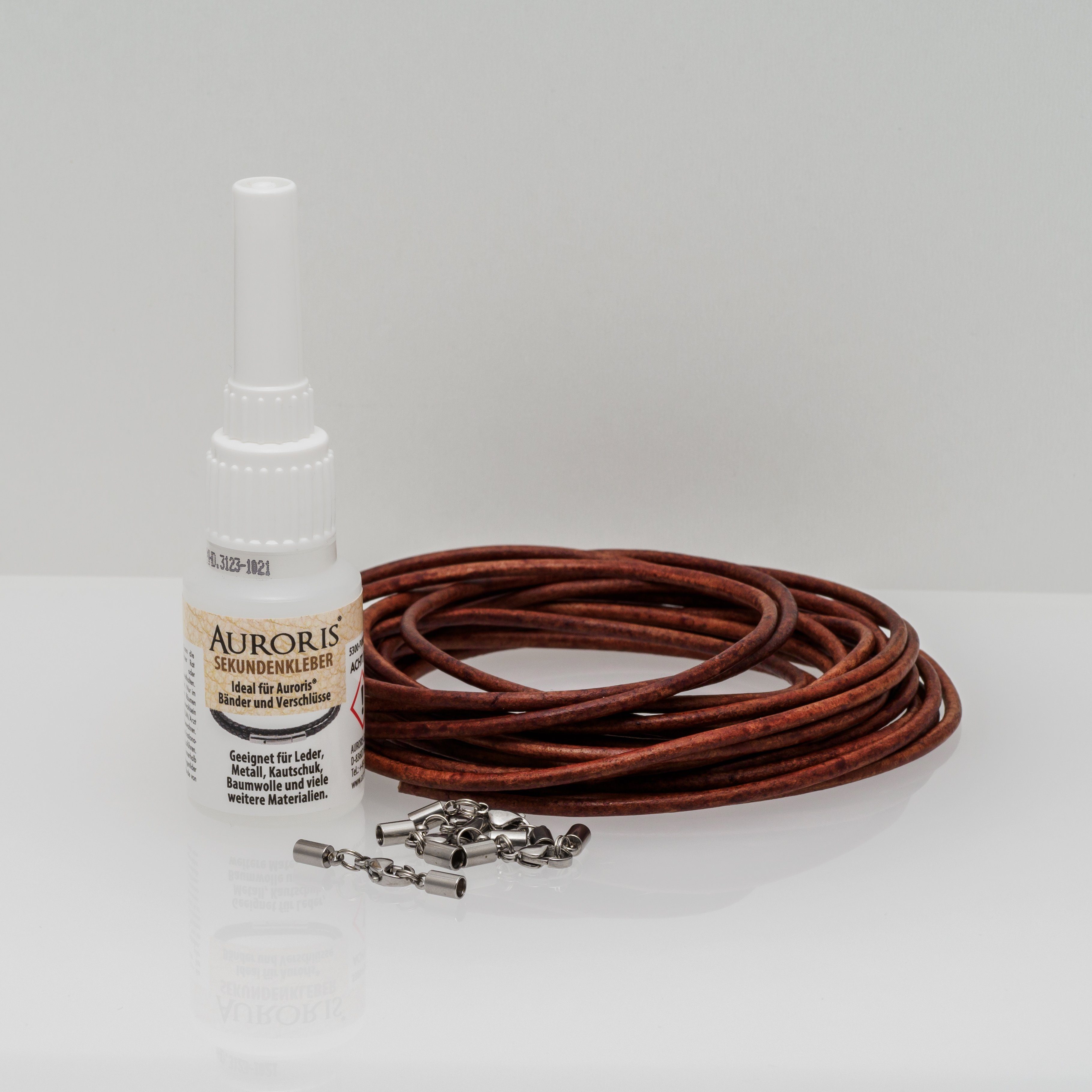 Auroris Schmuckset DIY-Set aus 5m Lederband, Verschlüssen und Kleber für Ke günstig online kaufen