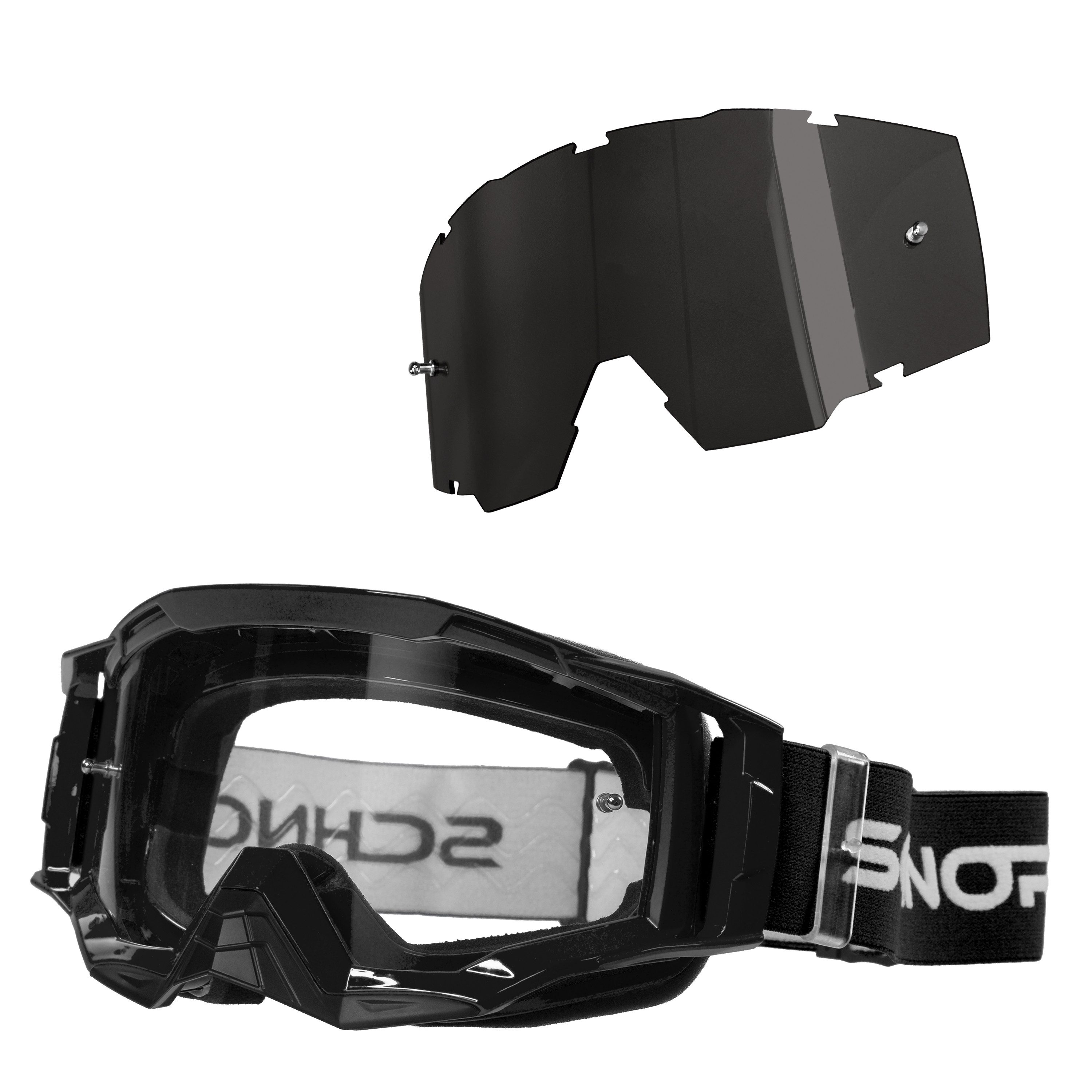 SCHNORR Sportbrille MX Neo Motocross Brille Anti-Fog & Tear-Off + Wechselglas getönt, (1-St), Tear-Off & Roll-Off kompatibel