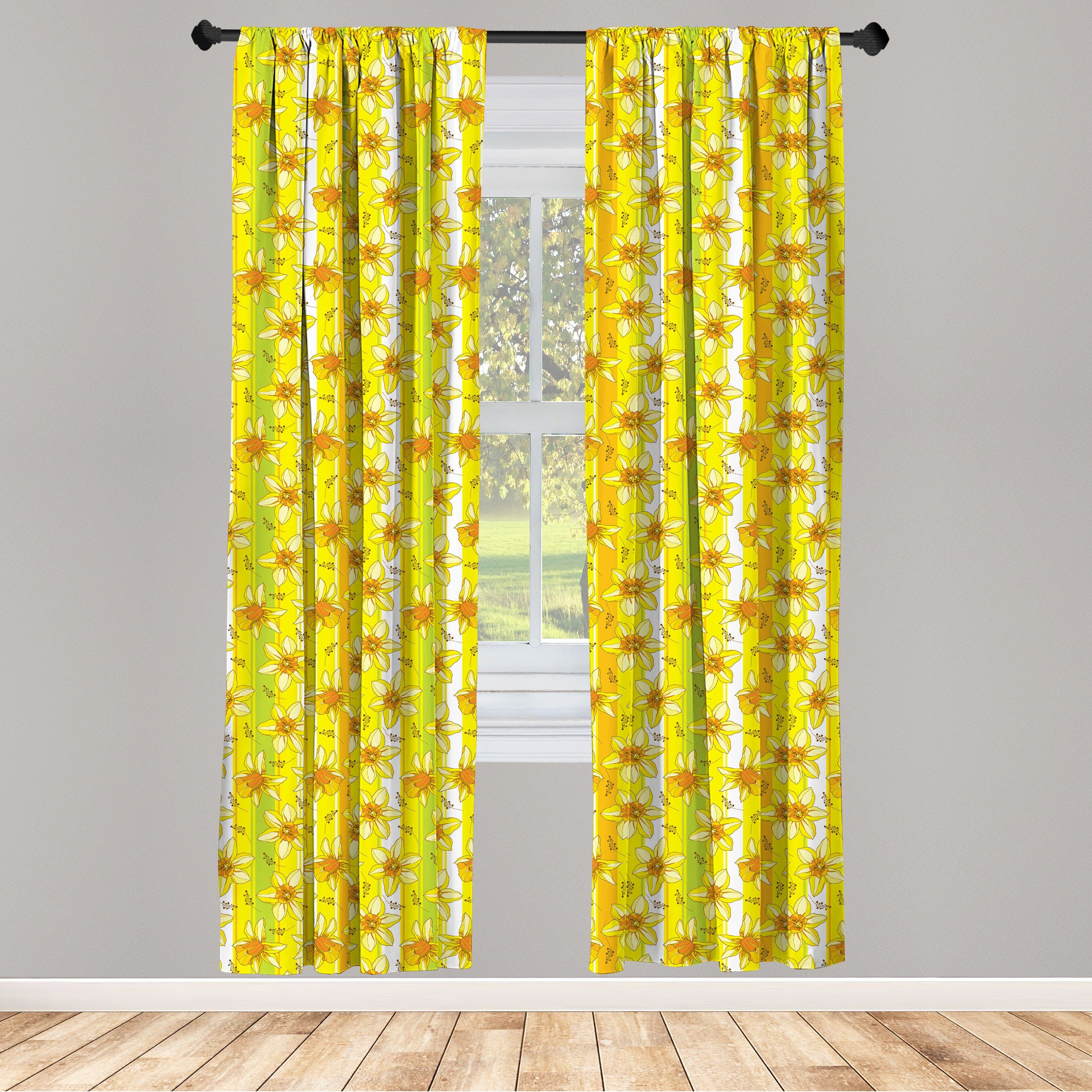Gardine Vorhang für Wohnzimmer Schlafzimmer Dekor, Abakuhaus, Microfaser, Gelbe Blume Narcissus Blossom