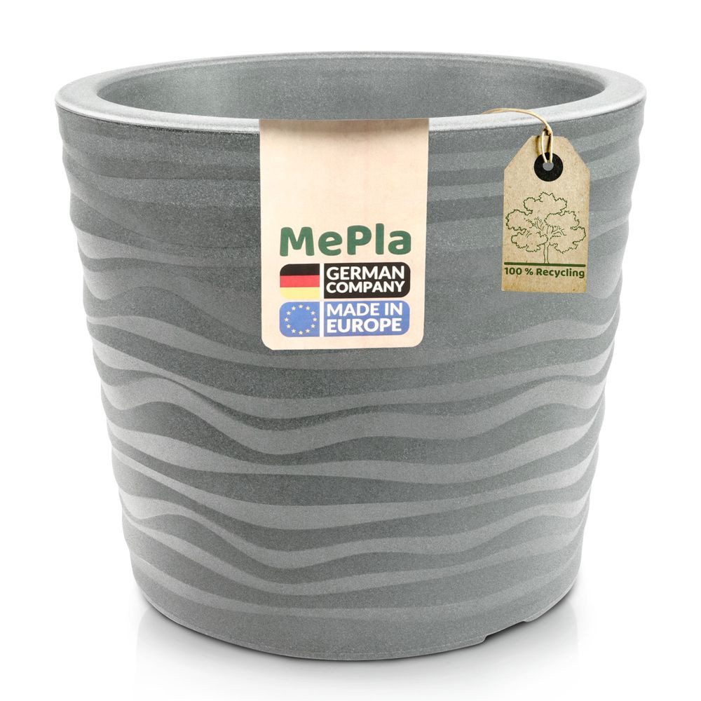 Heimwerkercenter Blumentopf MePla Blumentopf Pflanzkübel Trento ø30 cm, Grau, frostfester Kunstoff
