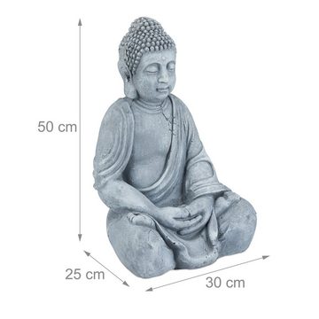 relaxdays Buddhafigur Buddha Figur 50 cm, hellgrau