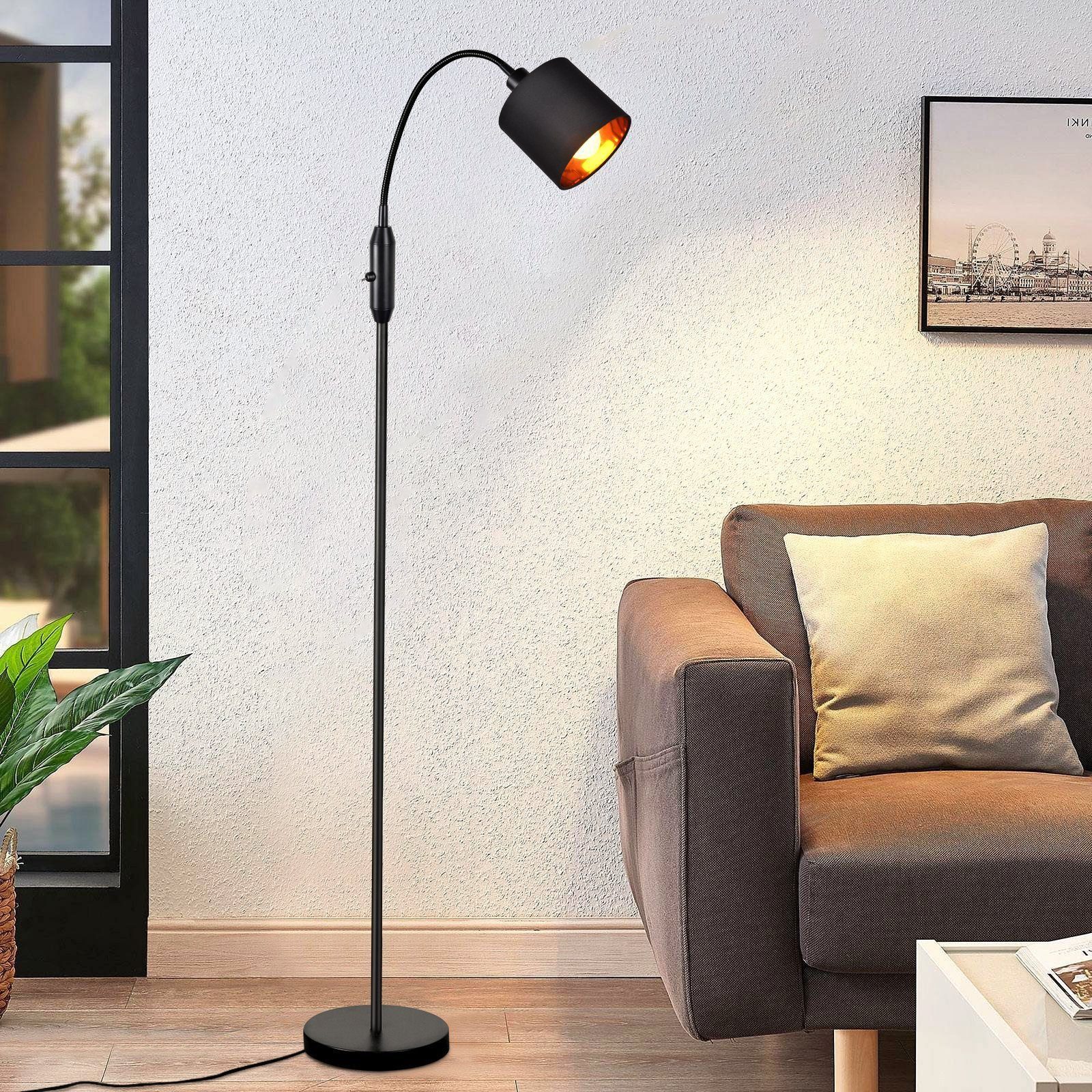 Nettlife Stehlampe Retro-Bogenlampe Textilschirm Stehleuchte, 360° Drehbarer, LED wechselbar, für Wohnzimmer Schlafzimmer Arbeitszimmer Büro