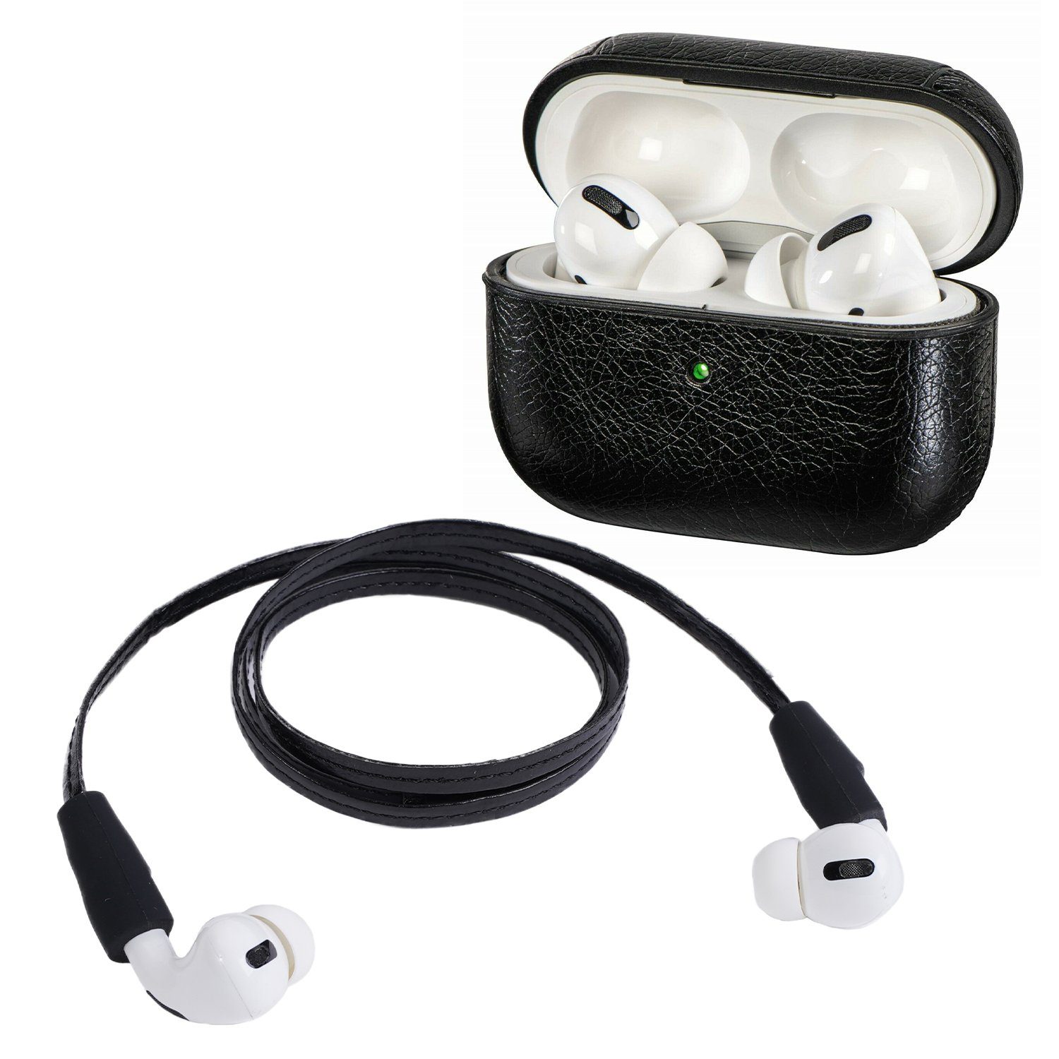 Hama Etui mit Sport-Band Case Cover Schutz-Hülle Headset (Inkl. Nacken-Band, Leder-Optik, für Ladecase Apple AirPods Pro)