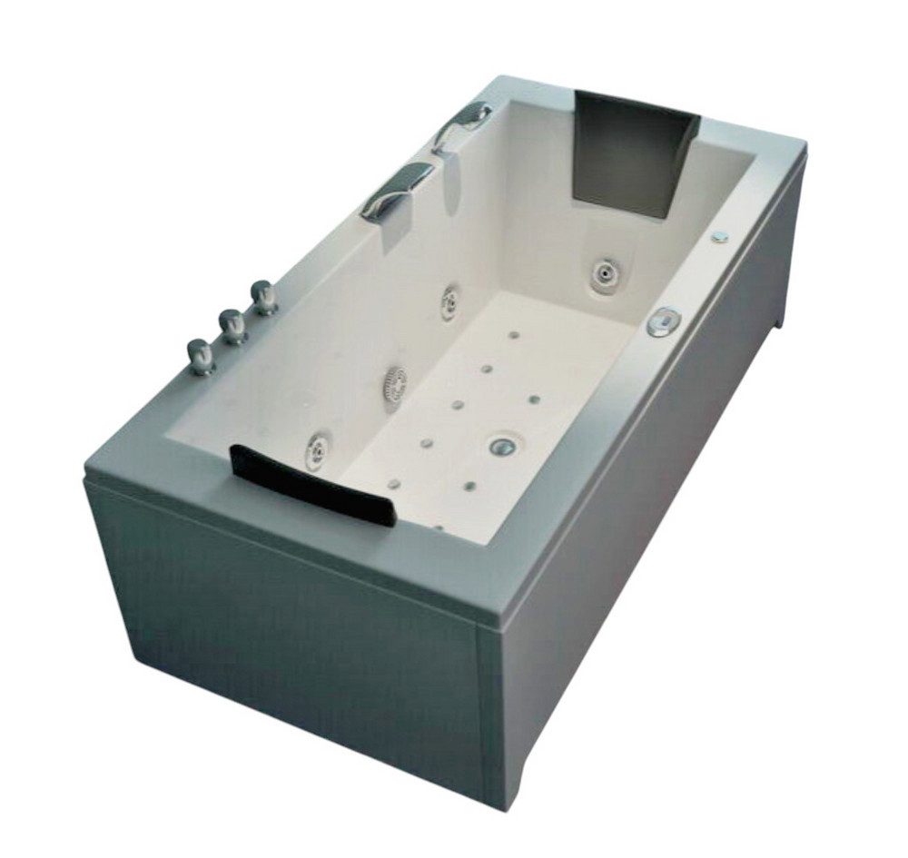 DEKO VERTRIEB BAYERN Whirlpool-Badewanne Luxus LED Whirlpool Badewanne SET 182x90 cm +Heizung +Hydrojet +Ozon