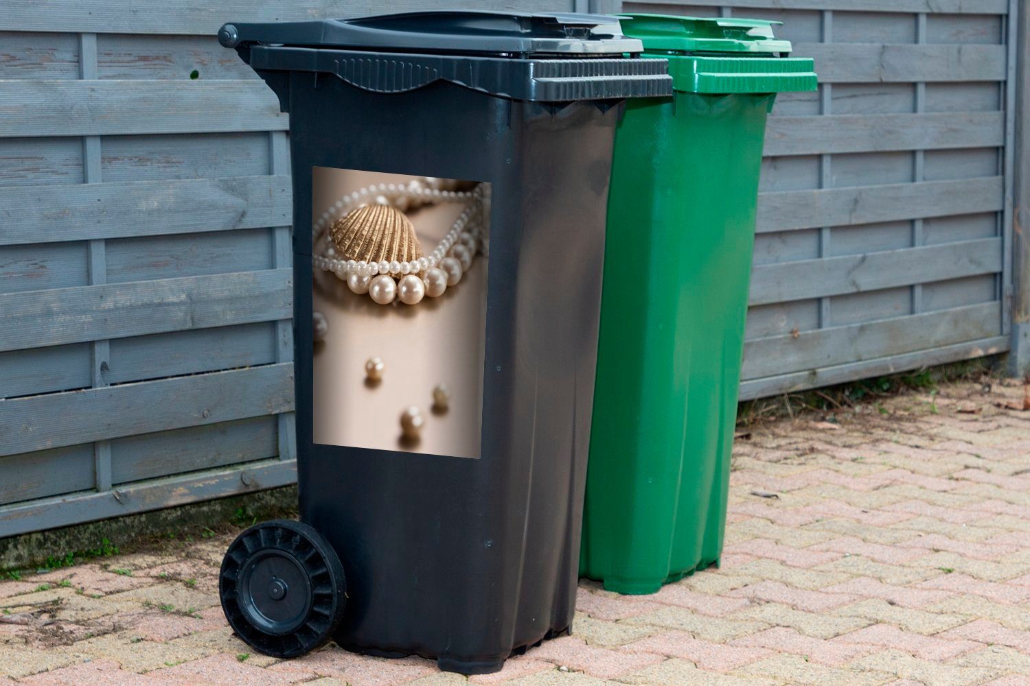 St), Mülltonne, Wandsticker einer Sticker, Nahaufnahme Perlenkette Mülleimer-aufkleber, (1 MuchoWow Container, Abfalbehälter
