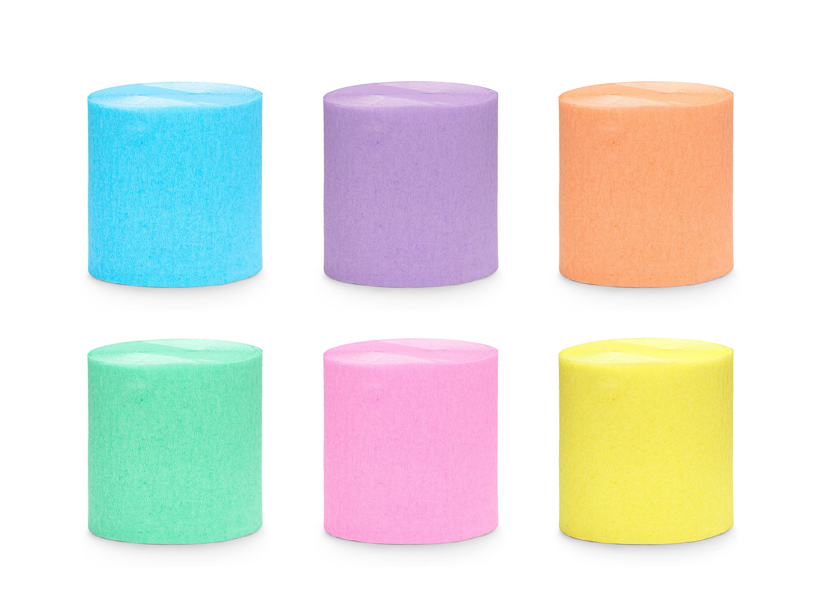 partydeco Papierdekoration, Krepppapier Rollen 5cm x 10m 6er Set Farbmix Pastell