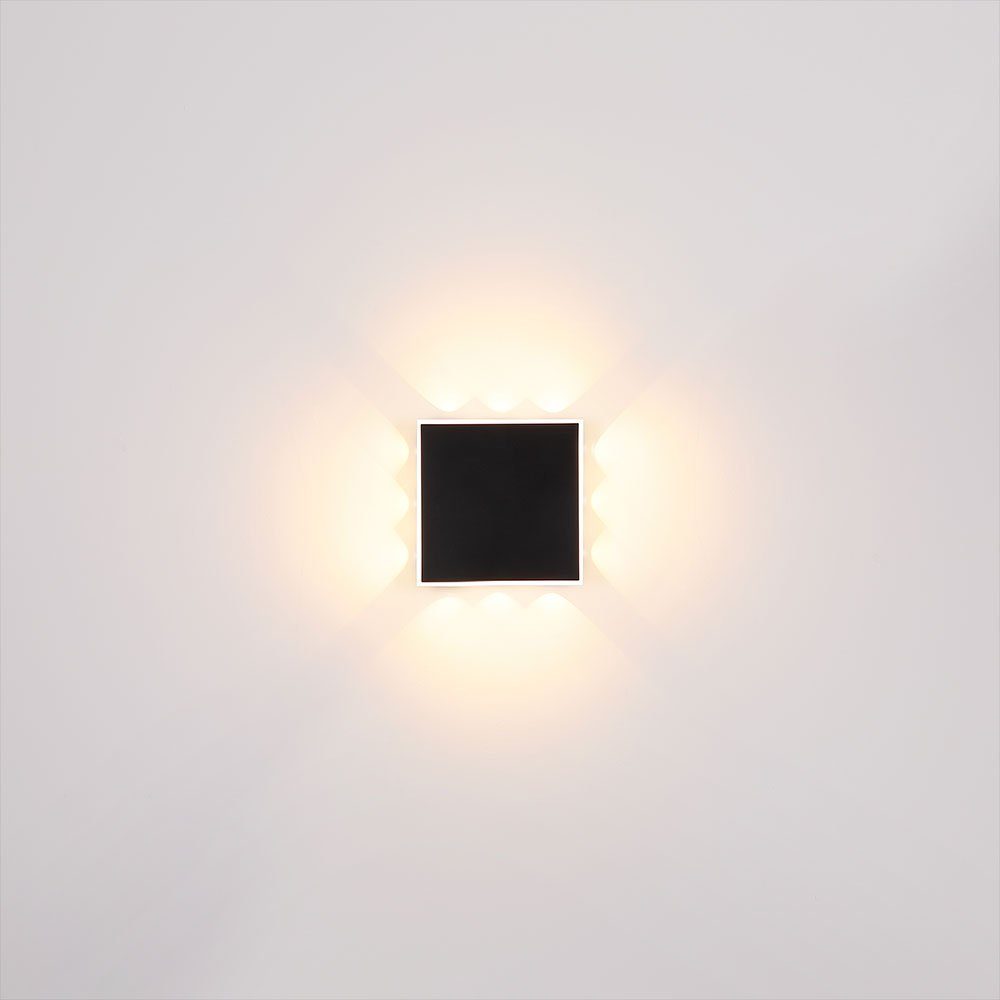 cm Globo Wohnzimmerleuchte LED 20 Wandleuchte Wandleuchte, verbaut, Wandlampe LED LED-Leuchtmittel schwarz fest Flurlampe Warmweiß, B