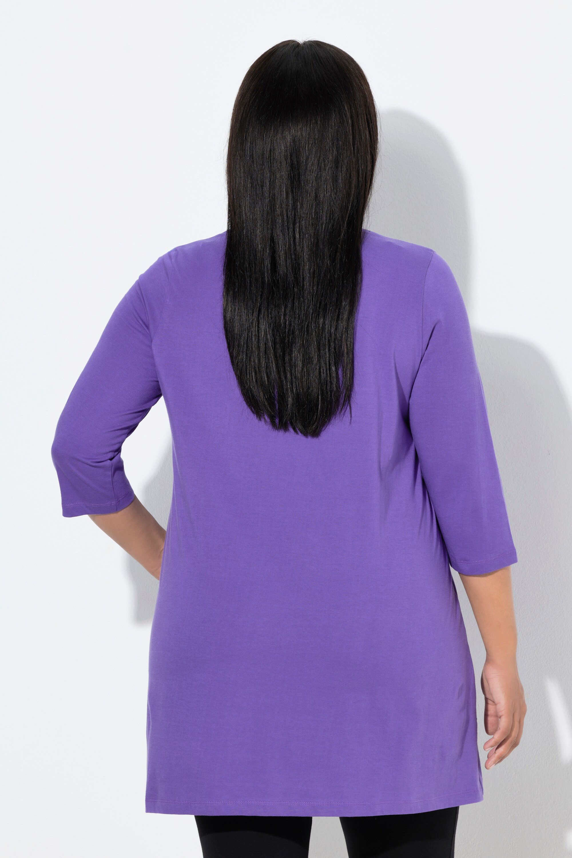 Ulla Popken Longshirt Longshirt A-Linie V-Ausschnitt 3/4-Arm