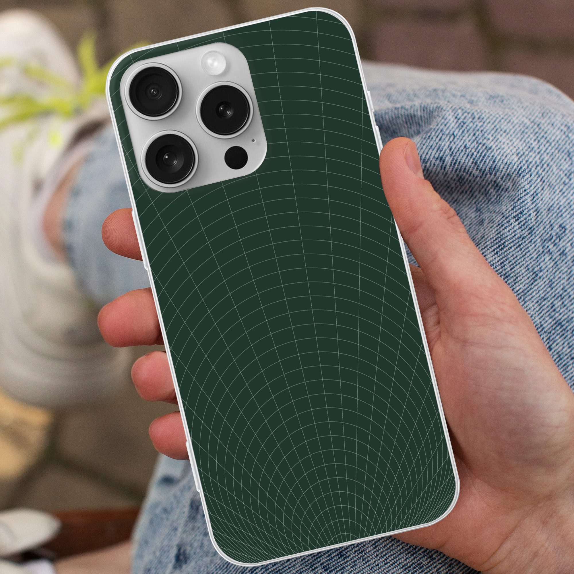 MuchoWow Handyhülle für Apple iPhone 16 Pro Tunnellinien - Grün - Abstrakt, Smartphone-Bumper, Print, Handy Schutzhülle Dünn