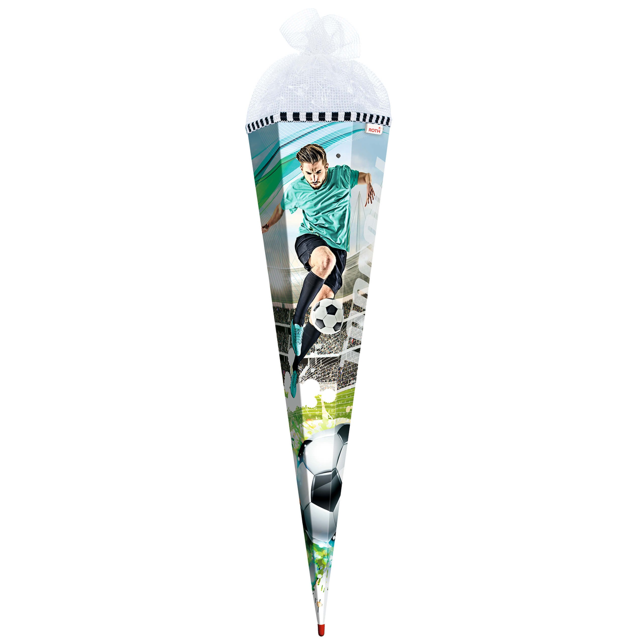 Roth Schultüte Roth Motiv-Schultüte Fußballstar, 85cm, eckig, Netzverschluss, Sound, Verschluss Netz