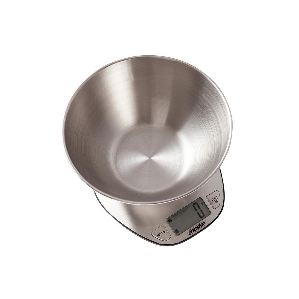 Mesko Küchenwaage MS 3152, digital, mit Schüssel, LCD-Anzeige, Tara-Funktion, aus Edelstahl