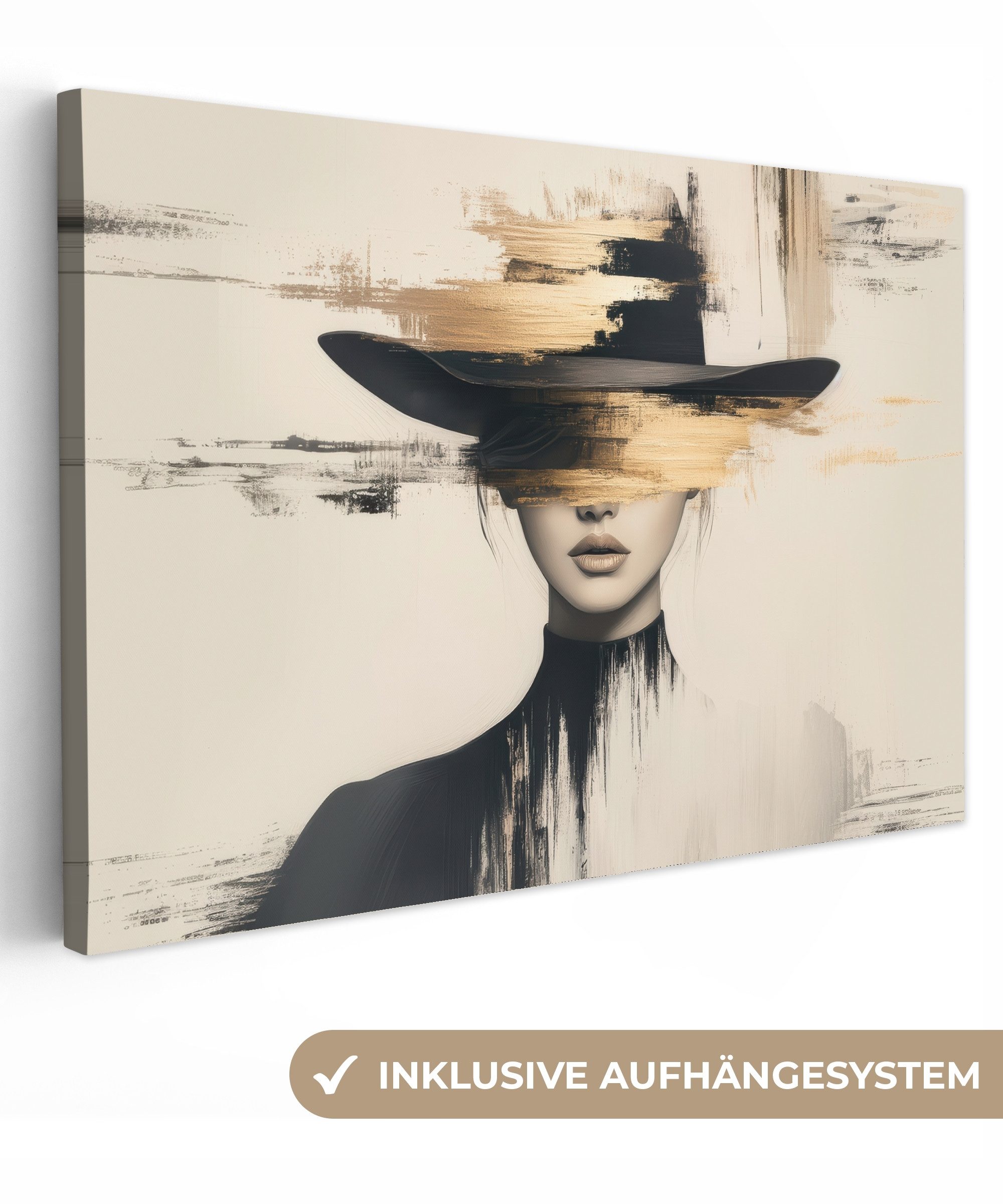 OneMillionCanvasses® Leinwandbild Frau - Hut - Farbe, Fotodruck (1 St), Lei günstig online kaufen