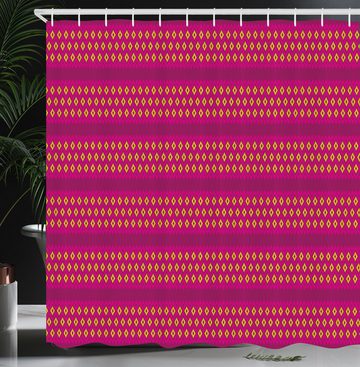 Abakuhaus Duschvorhang Moderner Digitaldruck mit 12 Haken auf Stoff Wasser Resistent Breite 175 cm, Höhe 180 cm, Ethnisch Rosa, Gelb, Geometric Design