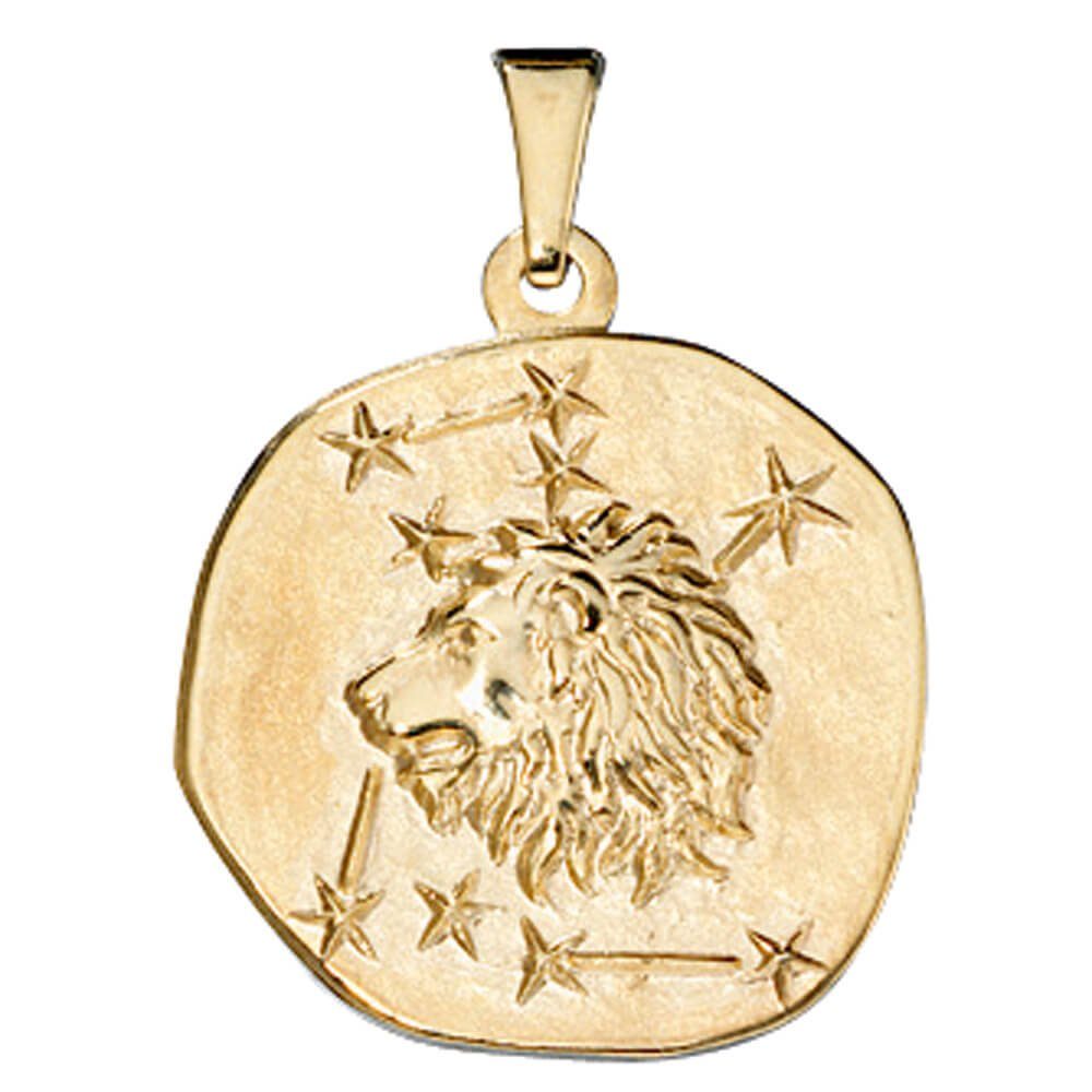 Schmuck Krone Kettenanhänger Sternzeichen Löwe Gold aus 333 Gold Anhänger Halsschmuck Gelbgold Unisex, 333 