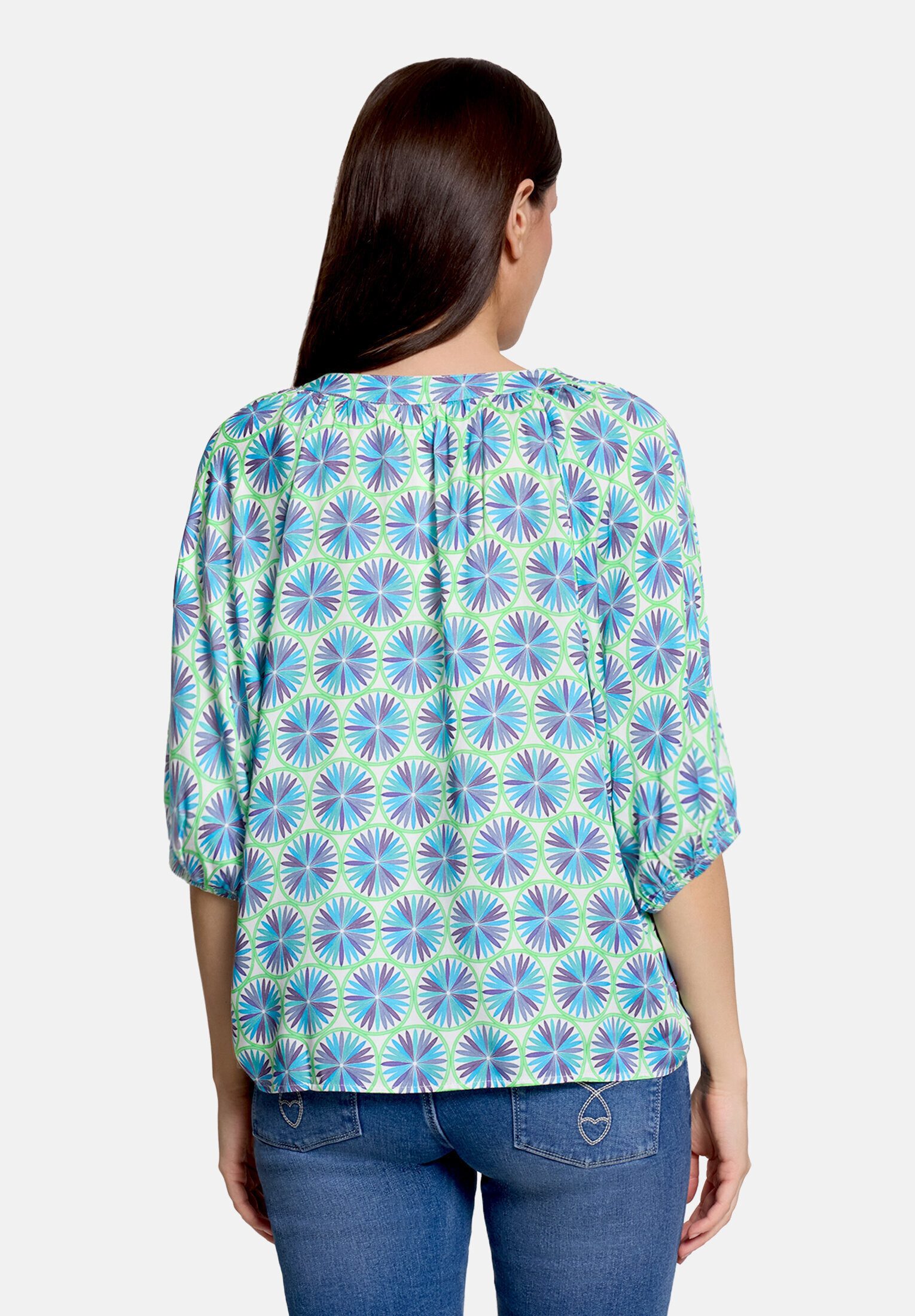 Cartoon Schlupfbluse Damen mit Raffung