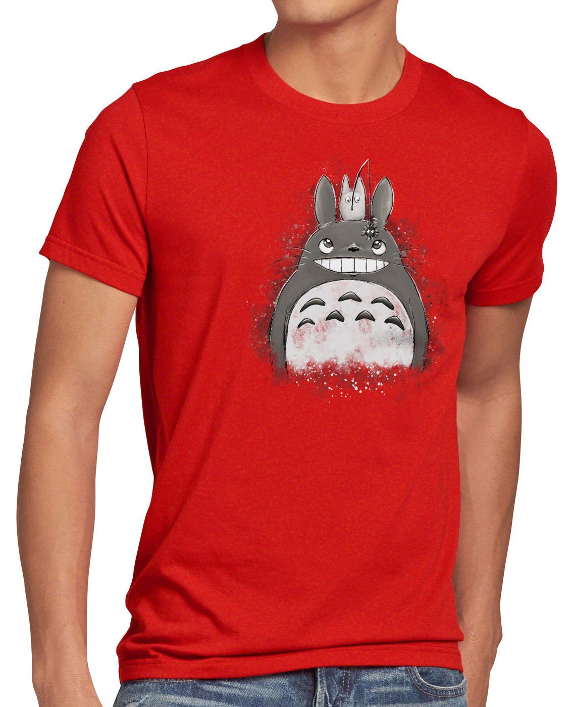 style3 Print-Shirt Herren Totoro Duo nachbar anime mein no T-Shirt neko rot tonari