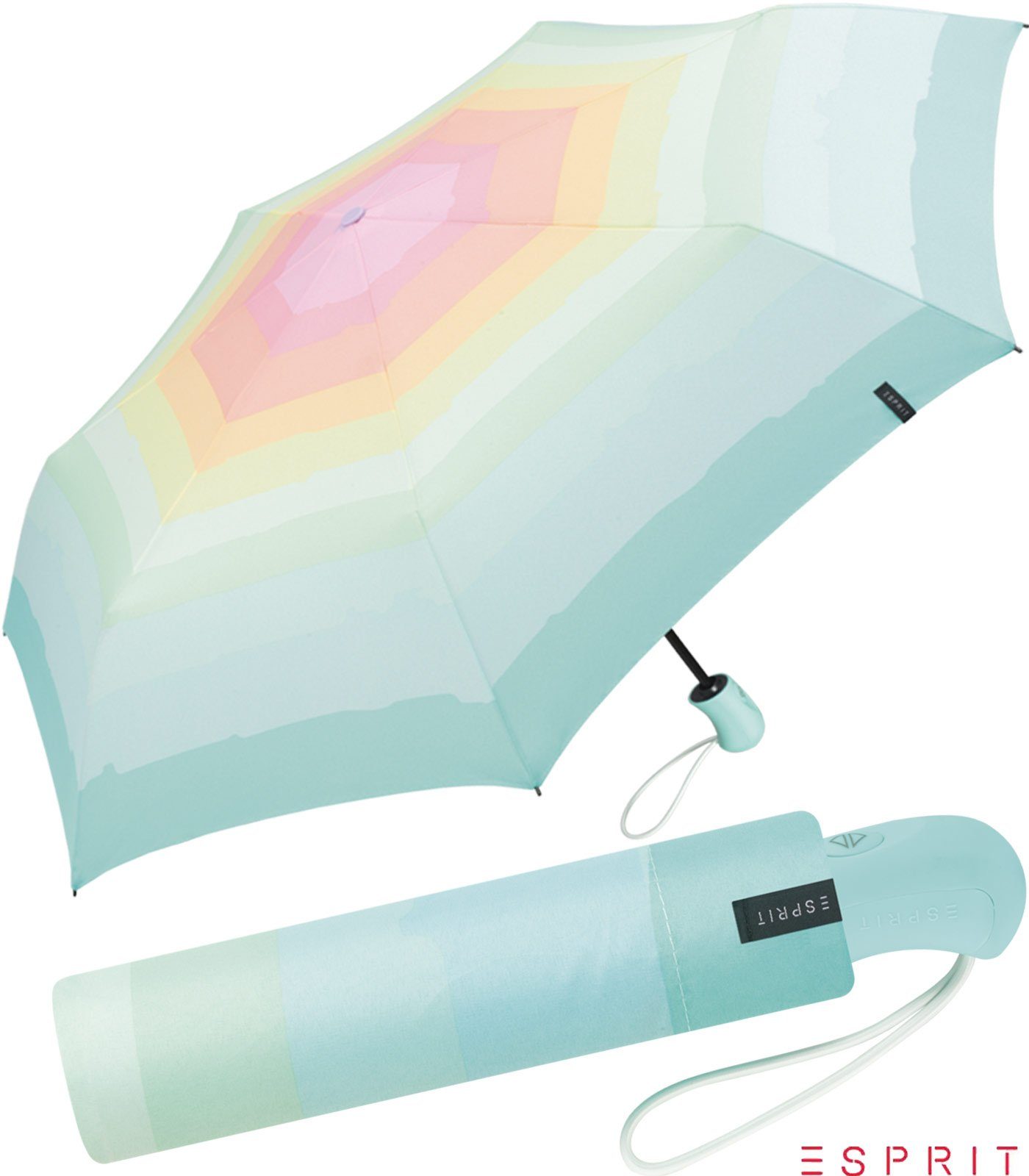 Esprit Taschenregenschirm Easymatic Light Auf-Zu Automatik Rainbow Dawn, st günstig online kaufen