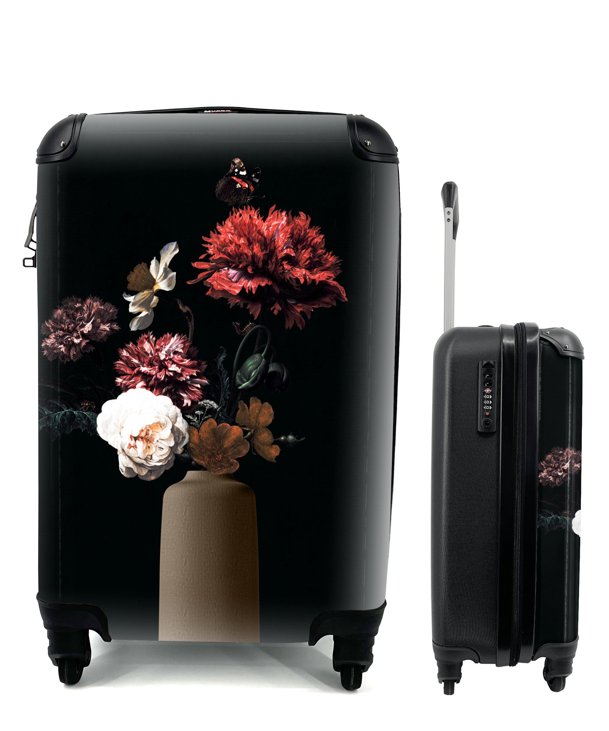 MuchoWow Handgepäckkoffer Vase - Blumen - Stilleben, 4 Rollen, Reisetasche mit rollen, Handgepäck für Ferien, Trolley, Reisekoffer