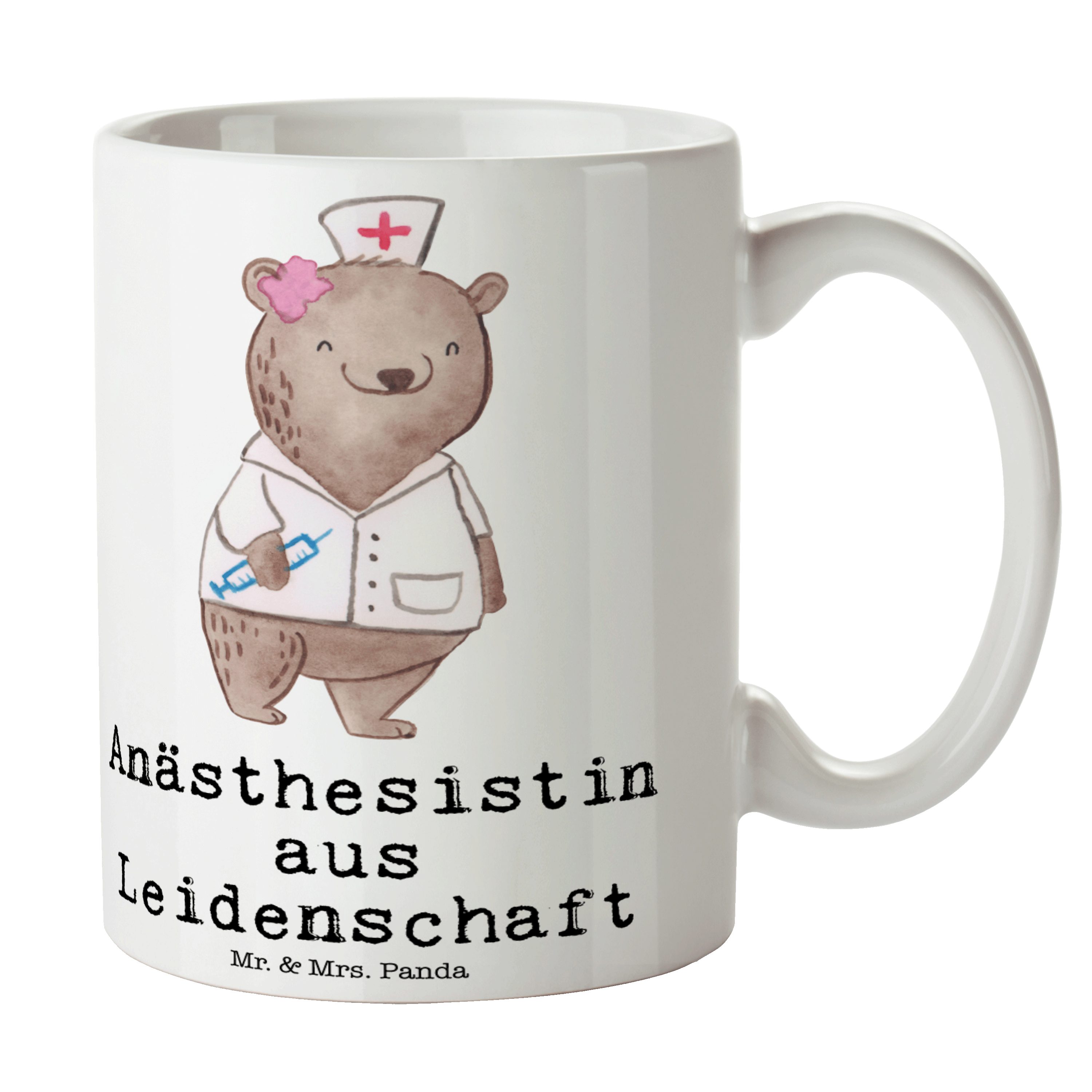 Mr. & Mrs. Panda Tasse Anästhesistin aus Leidenschaft - Weiß - Geschenk, nach der OP, Studiu, Keramik