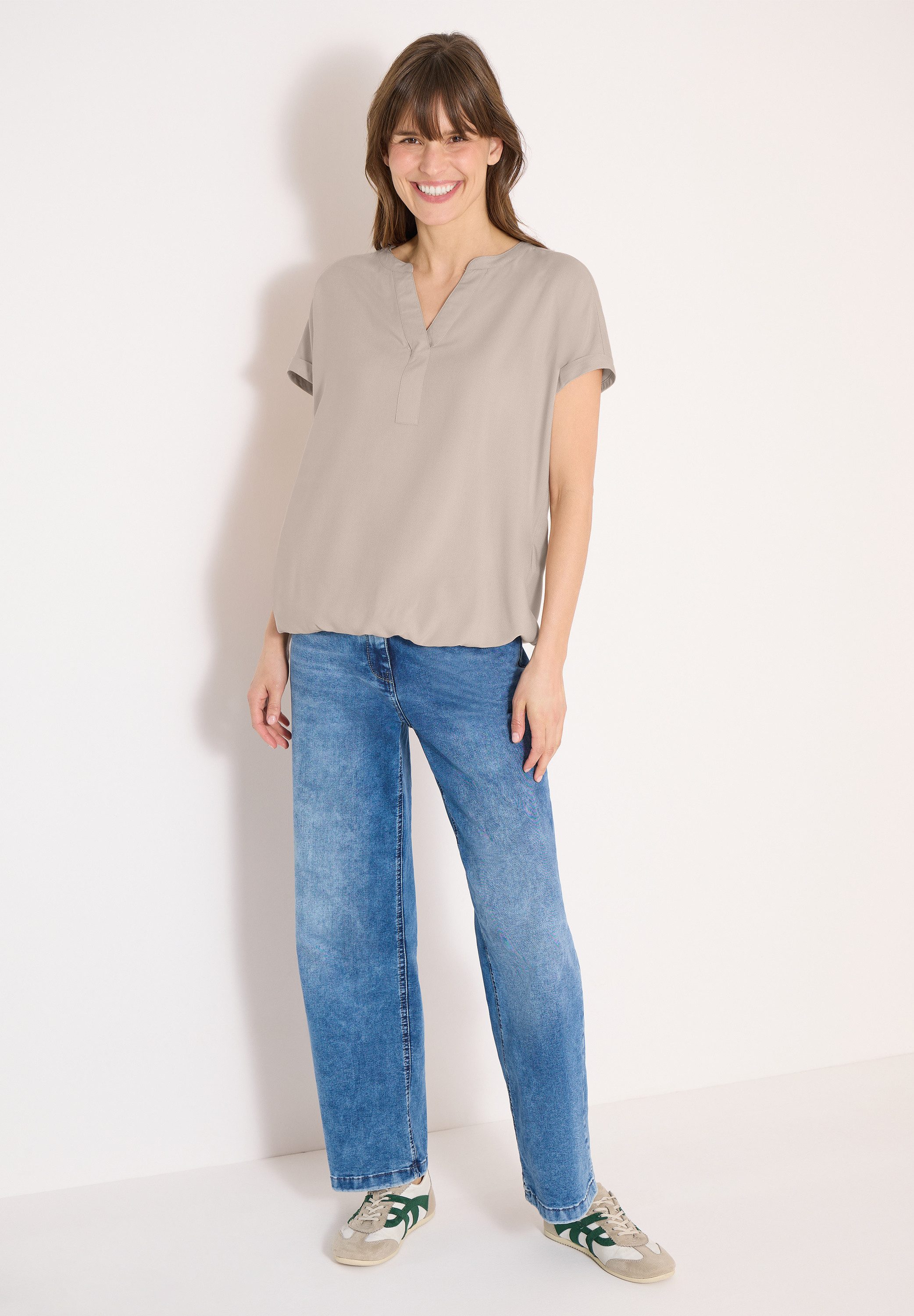 CECIL Kurzarmbluse mit V-Ausschnitt