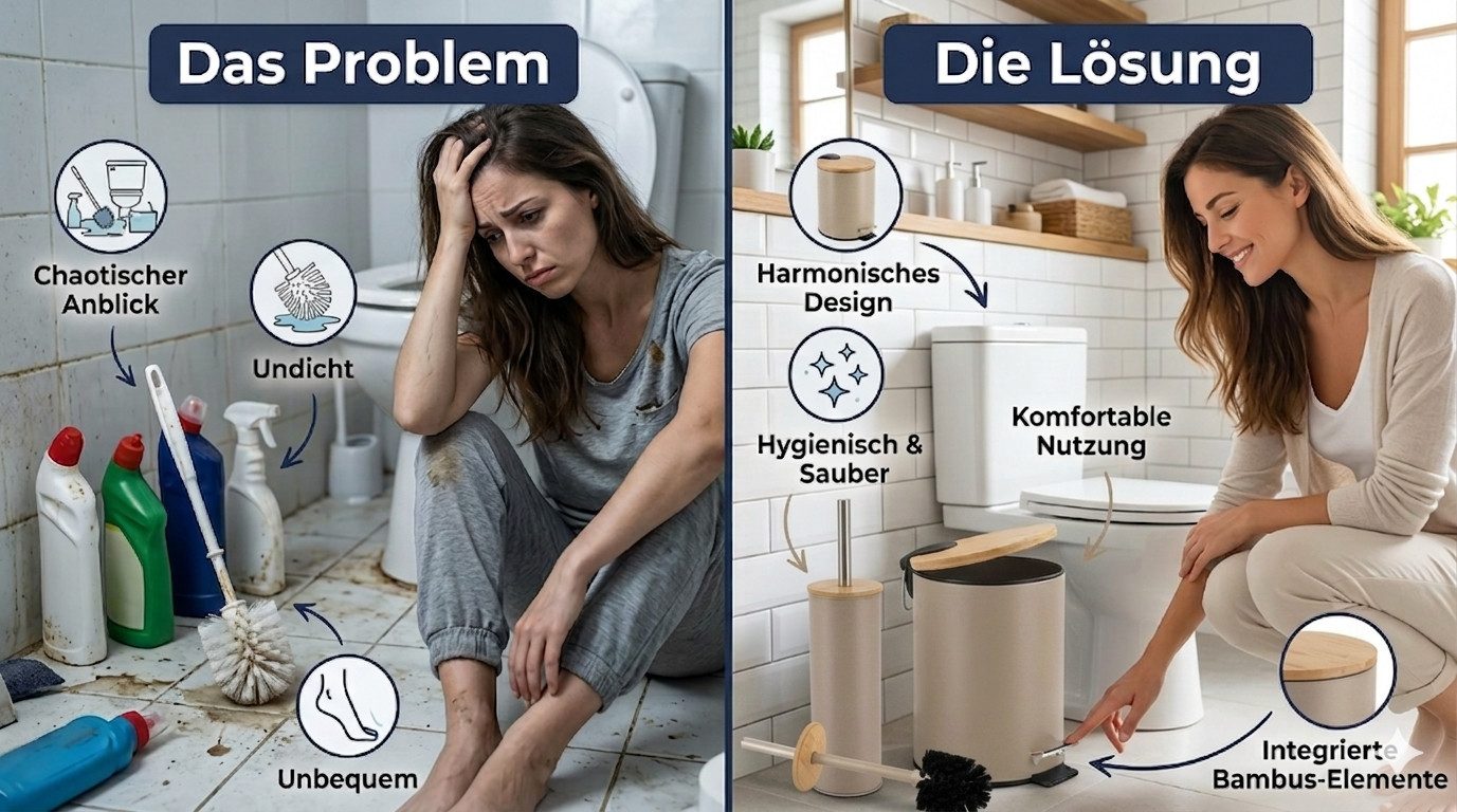 LikeKa Badaccessoire-Set 2 teilig Toilettenbürste und Kosmetikeimer matt mit Absenkautomatik