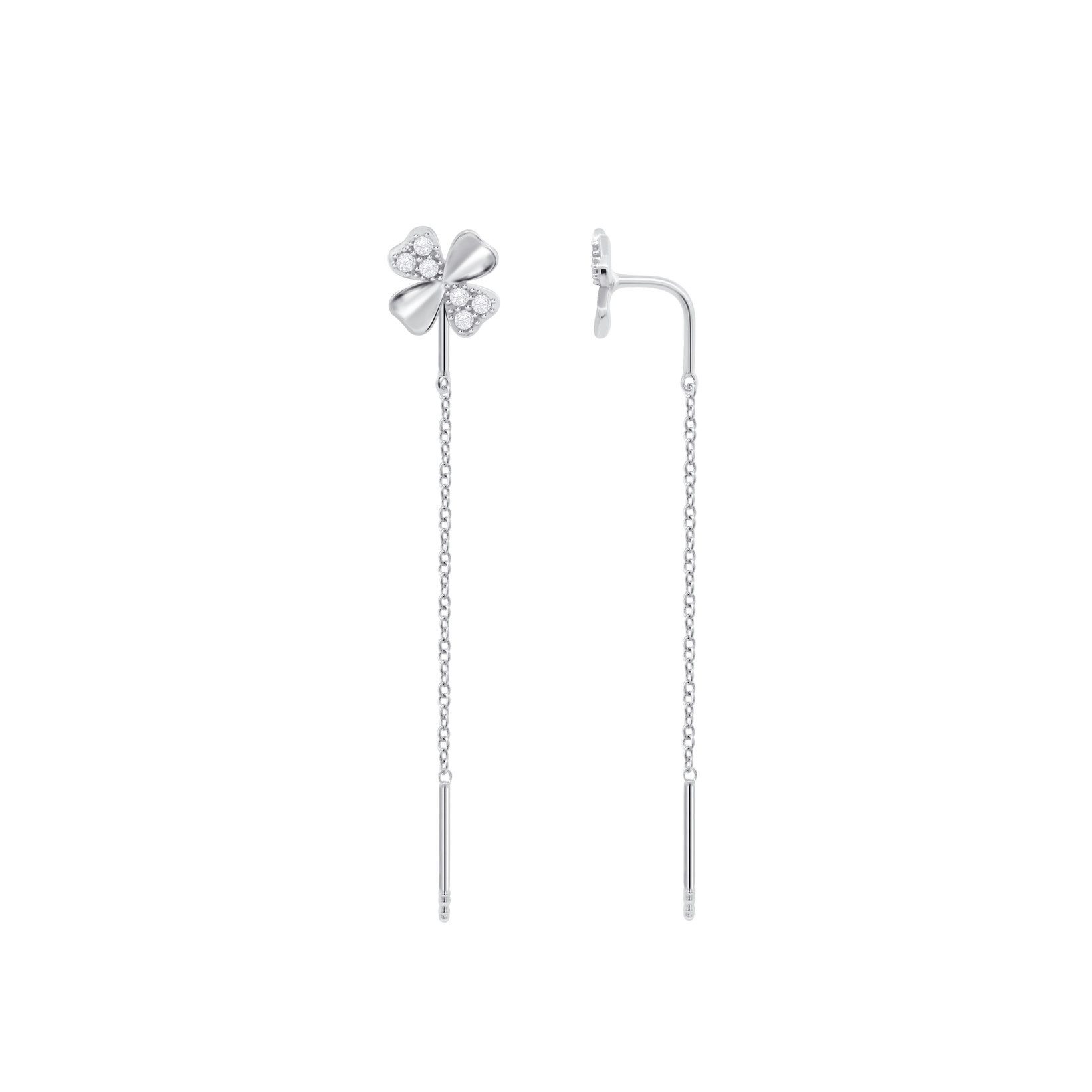 Ohrhänger-Set LP3108-4/3 Kleeblatt 925 Silber Zirkonia 50 mm Damen