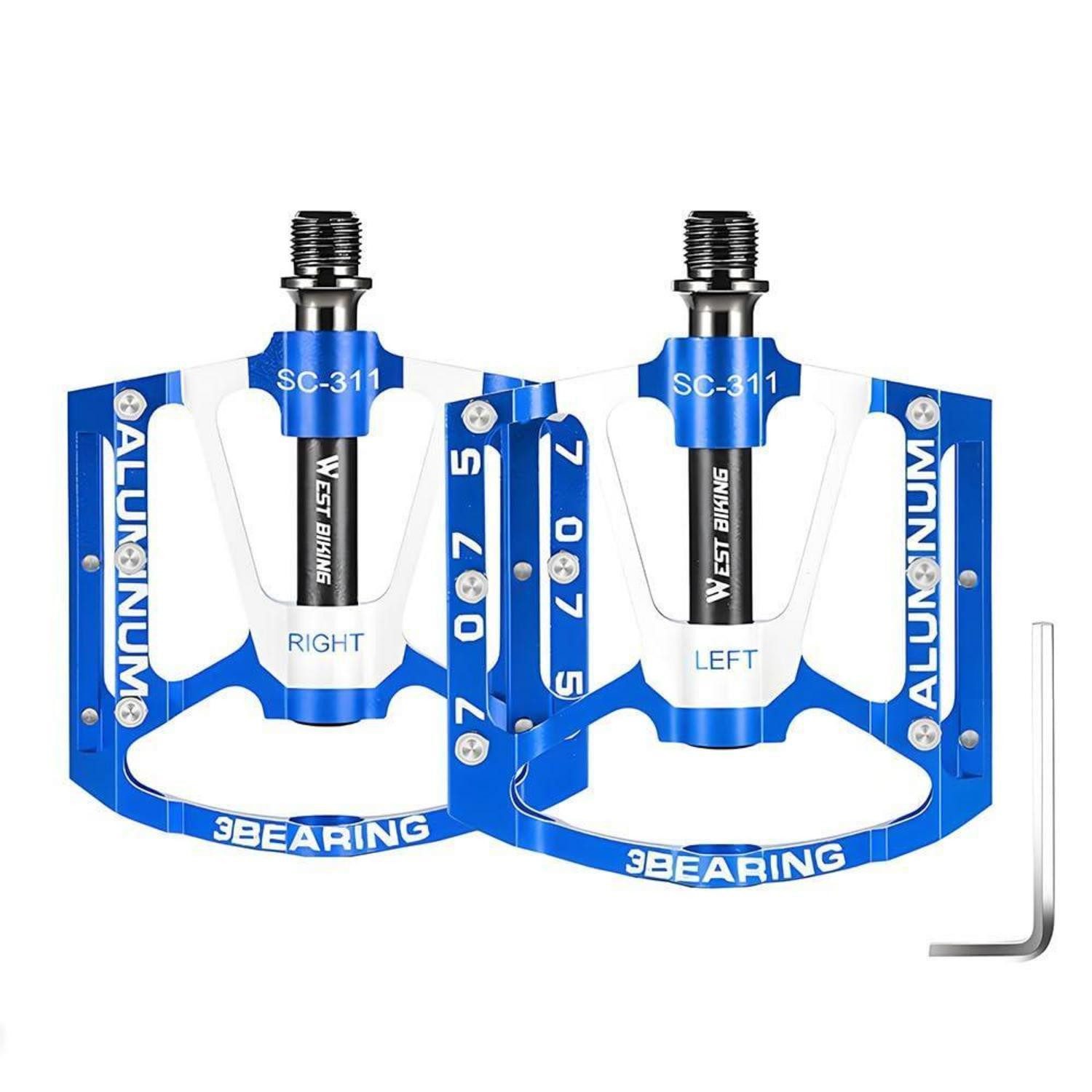 LuxusKollektion Plattformpedale MTB Pedale Aluminium flach blau