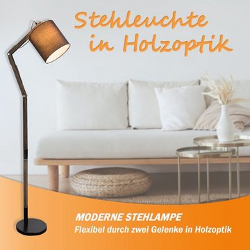 bmf-versand Stehlampe Stehlampe Wohnzimmer E27 Stehleuchte Retro braun Holz Metall schwarz